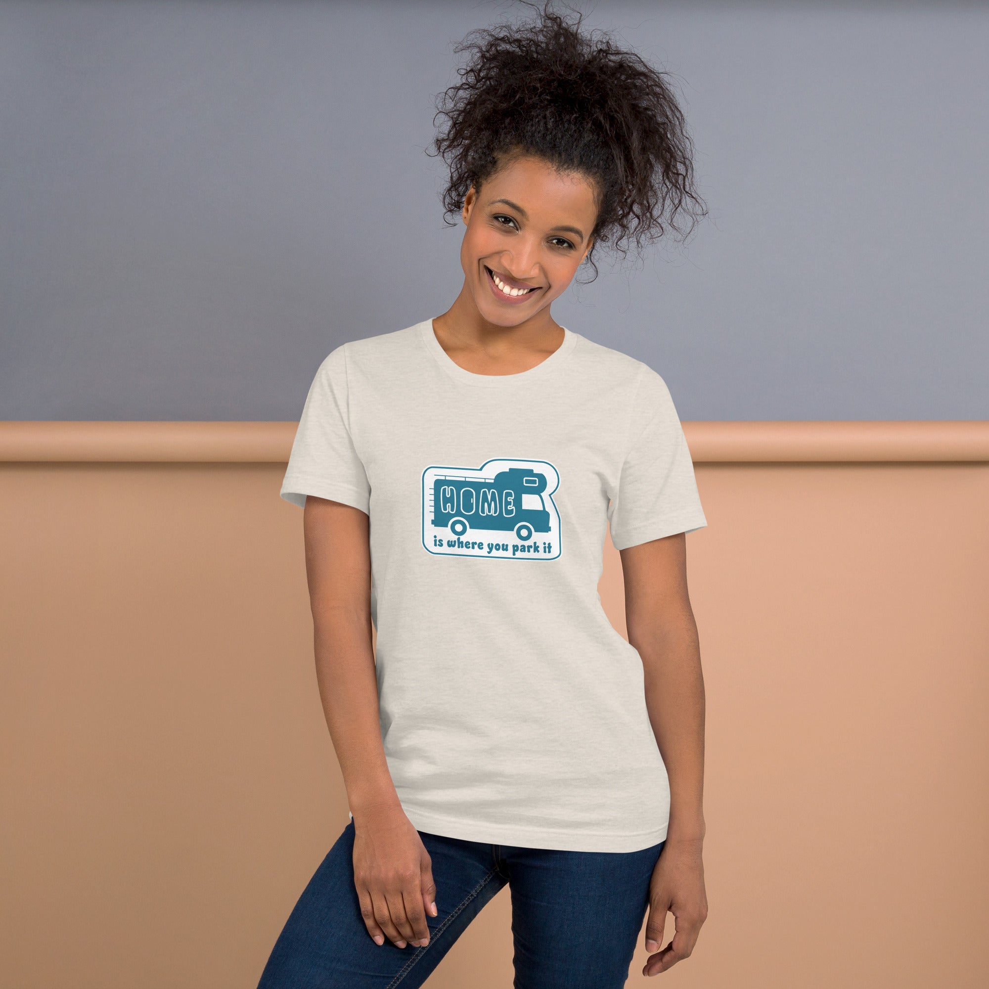 T-shirt en coton unisexe Bold Camper Van sur couleurs chinées claires