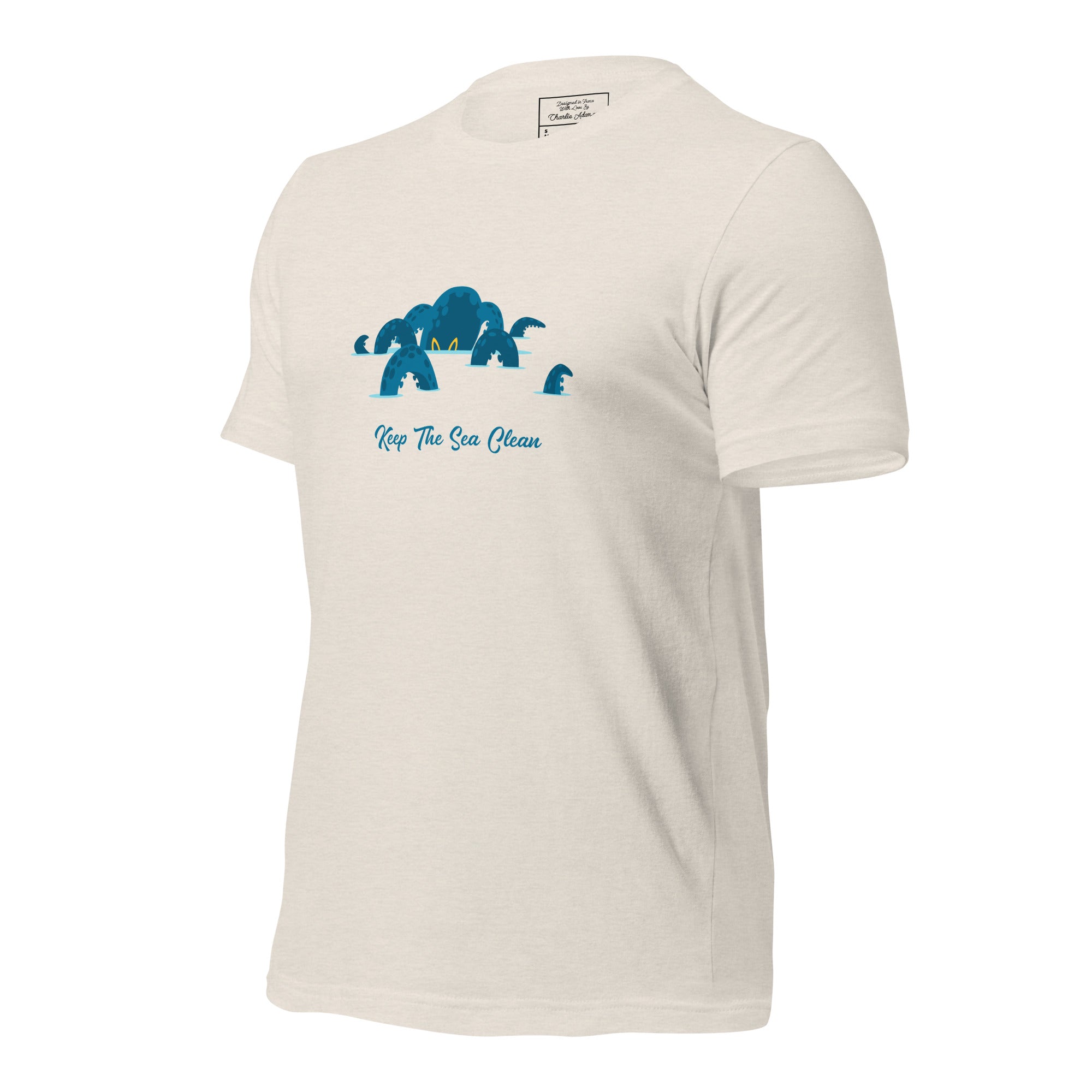 T-shirt en coton unisexe Octopus Blue sur couleurs chinées claires