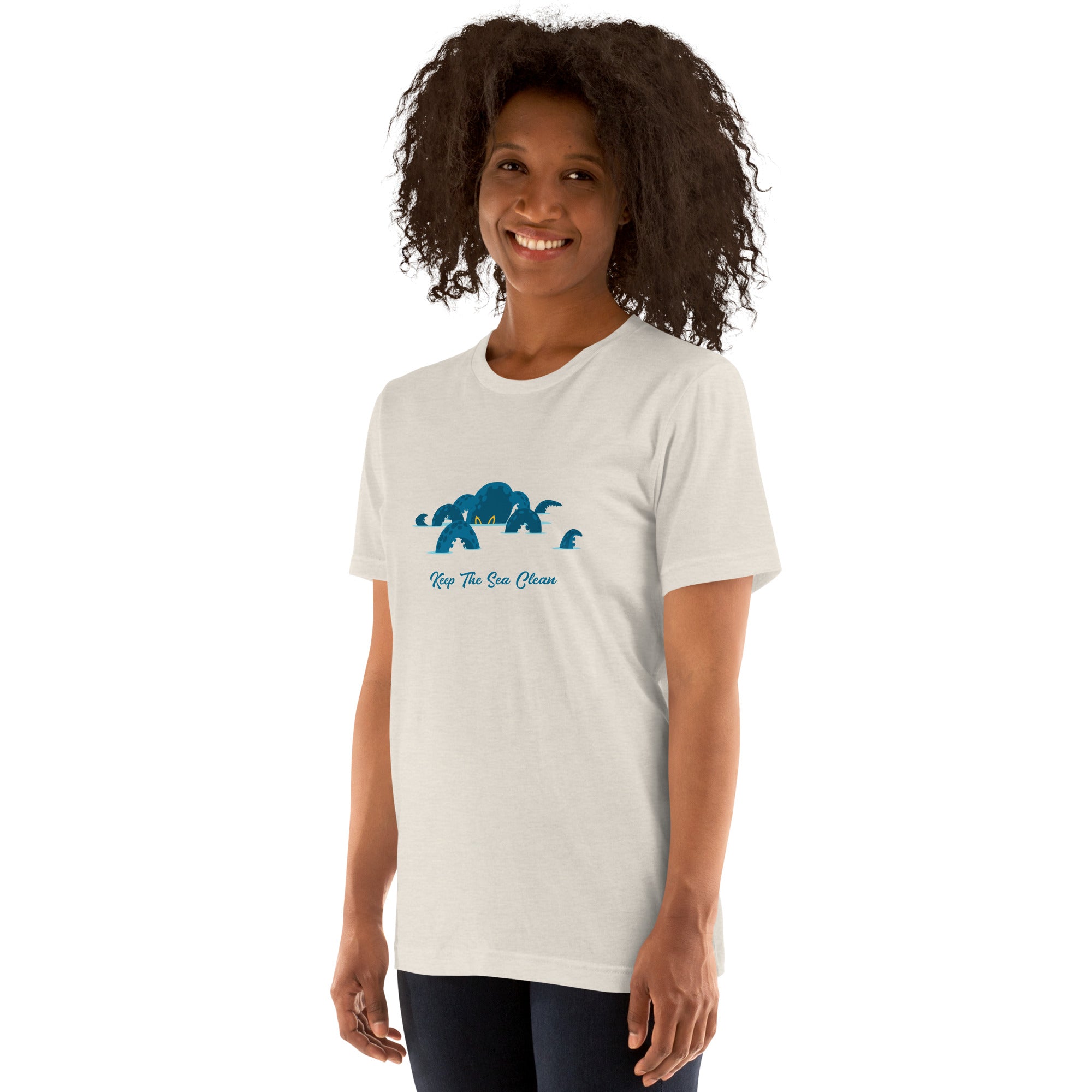 T-shirt en coton unisexe Octopus Blue sur couleurs chinées claires