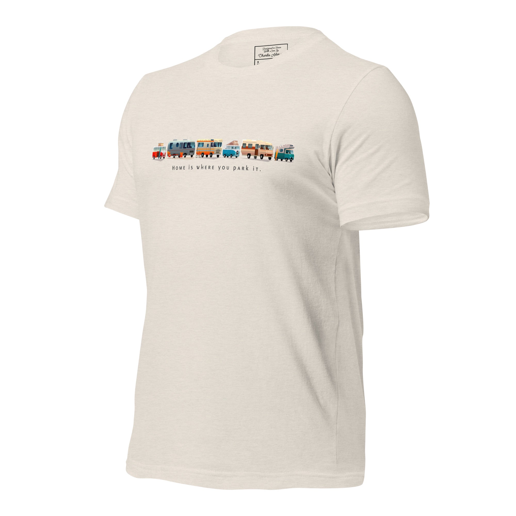 T-shirt en coton unisexe Vintage Campers sur couleurs chinées claires