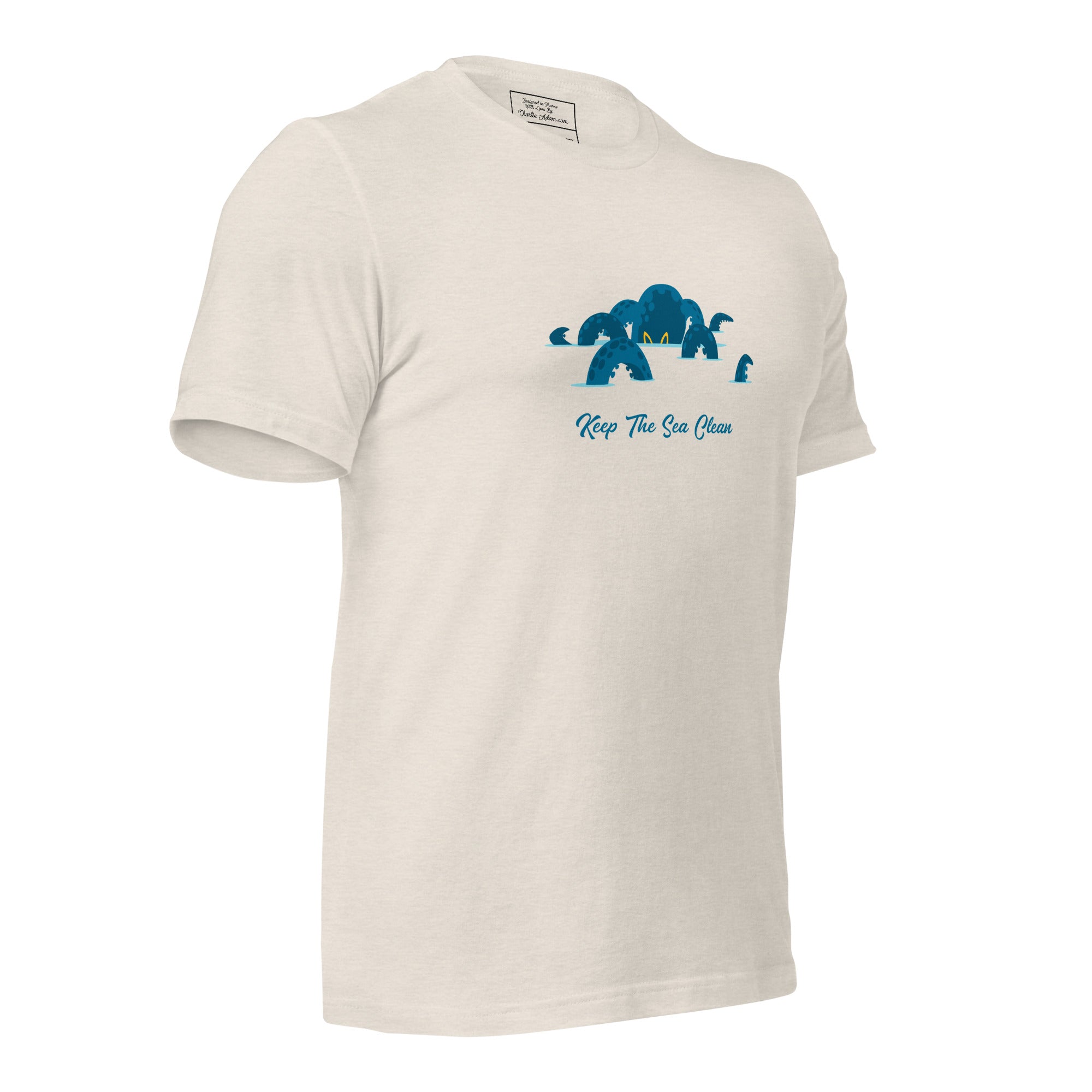 T-shirt en coton unisexe Octopus Blue sur couleurs chinées claires