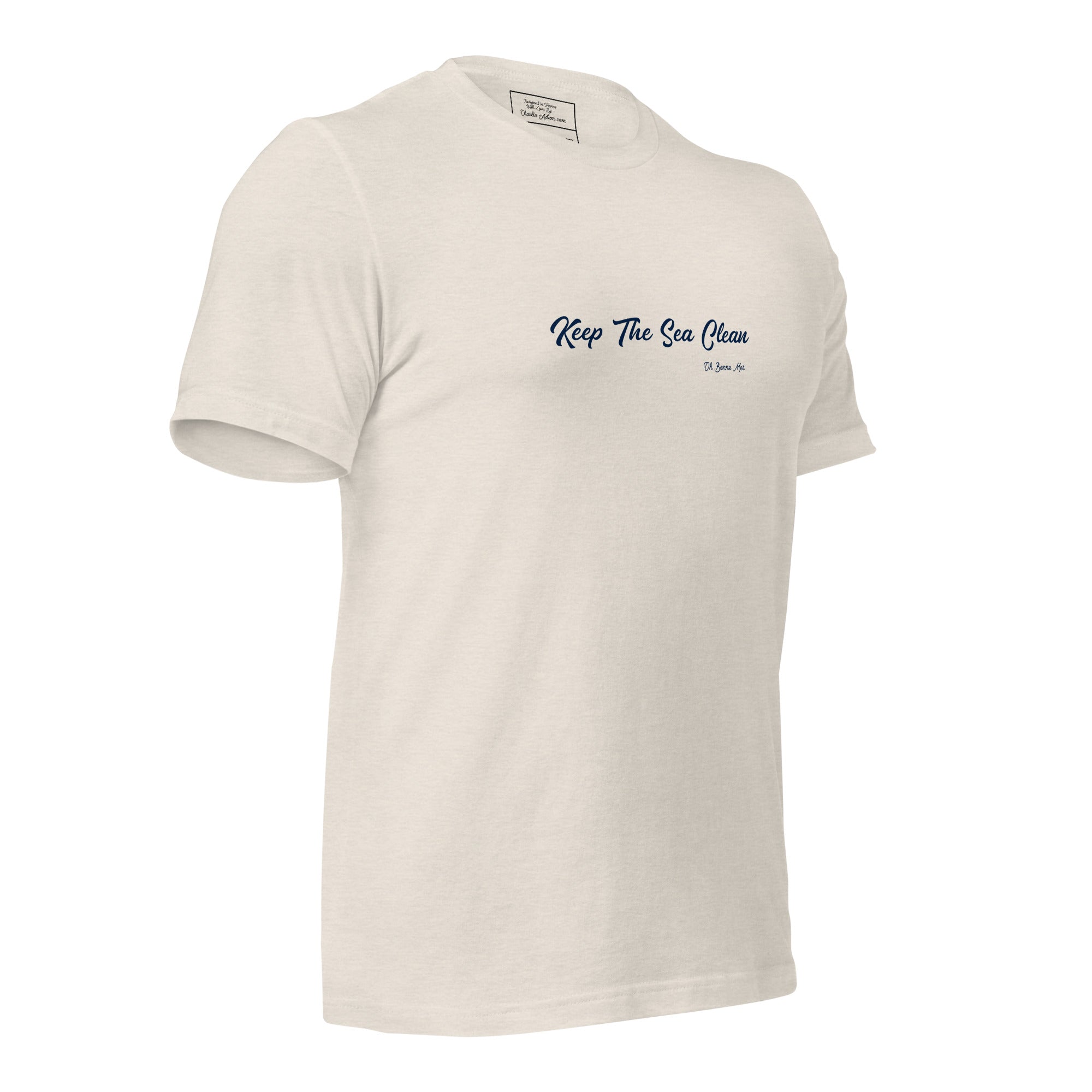 T-shirt en coton unisexe Keep The Sea Clean sur couleurs chinées claires