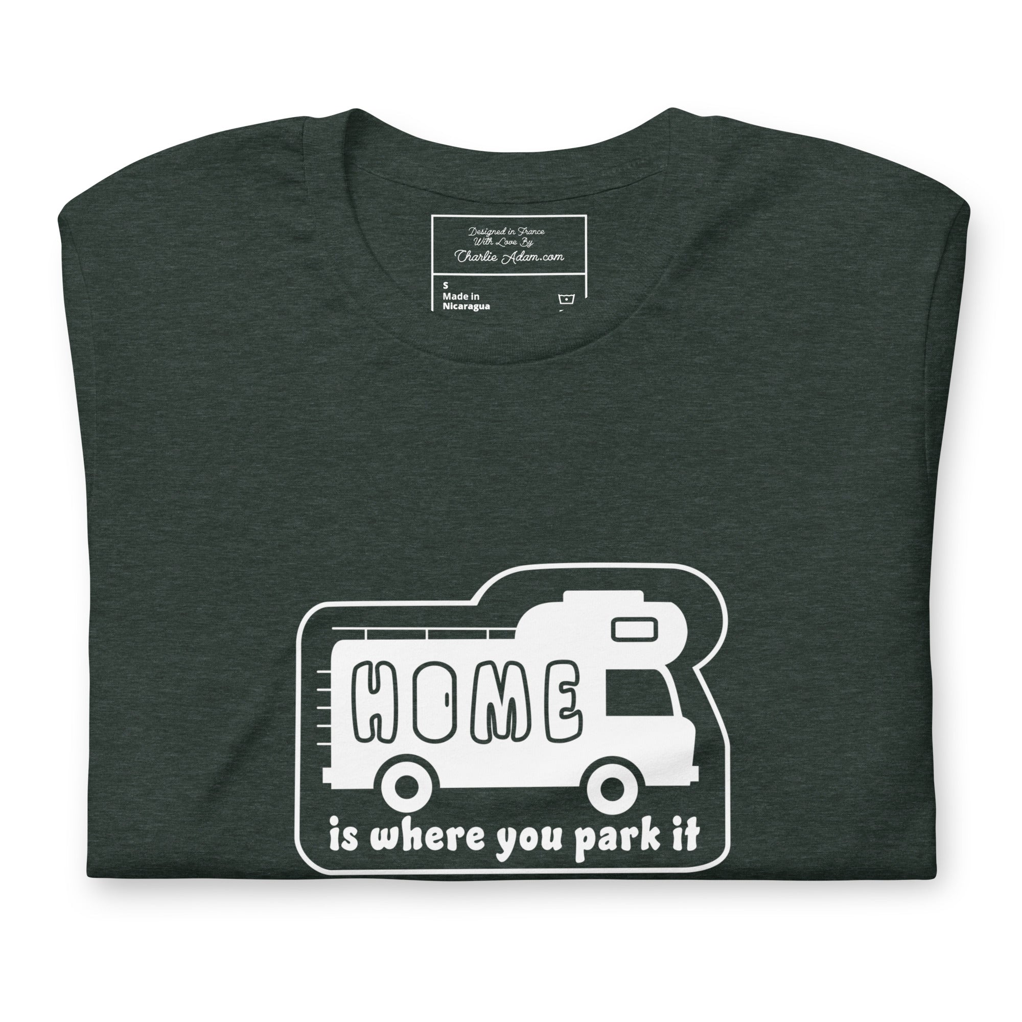 Unisex cotton t-shirt Bold Camper Van on dark heather colors