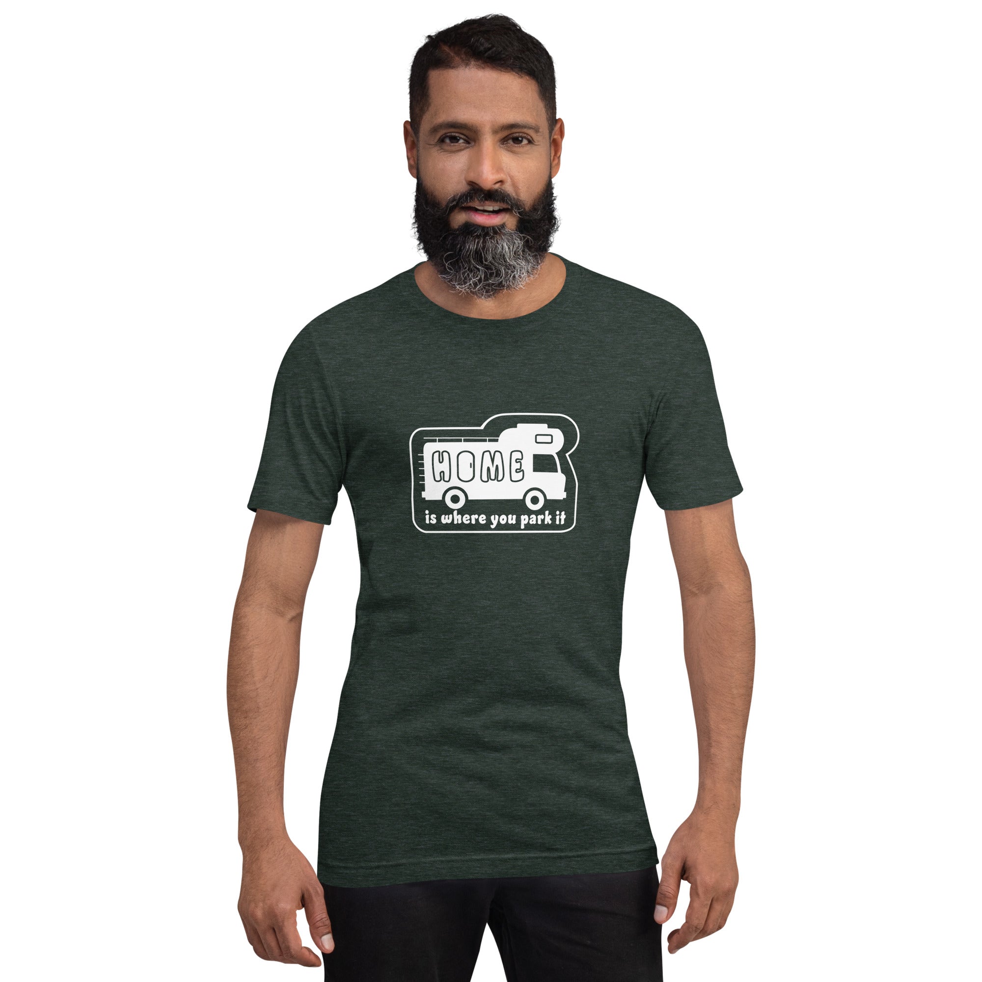 Unisex cotton t-shirt Bold Camper Van on dark heather colors