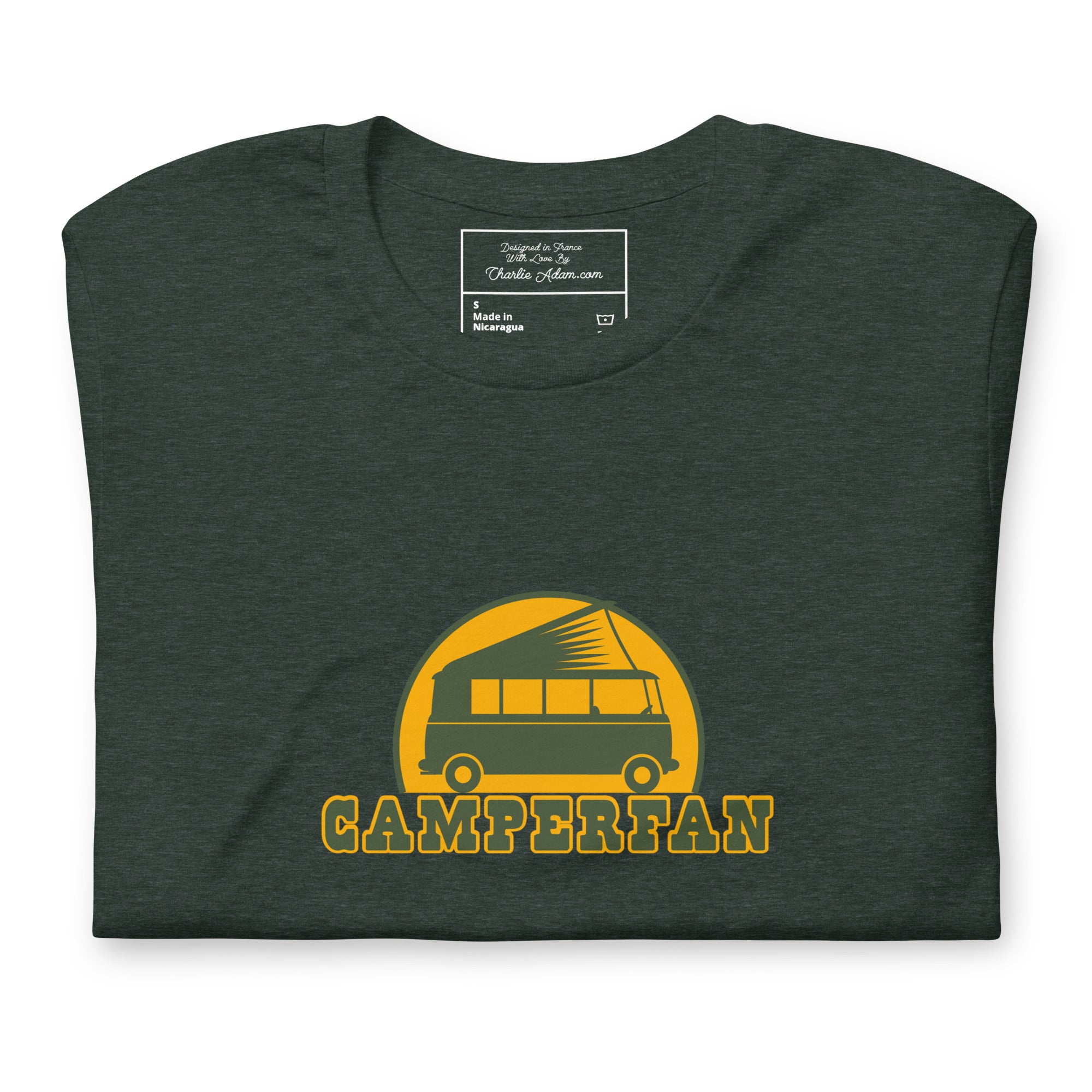 Unisex t-shirt Camperfan on dark heather colors