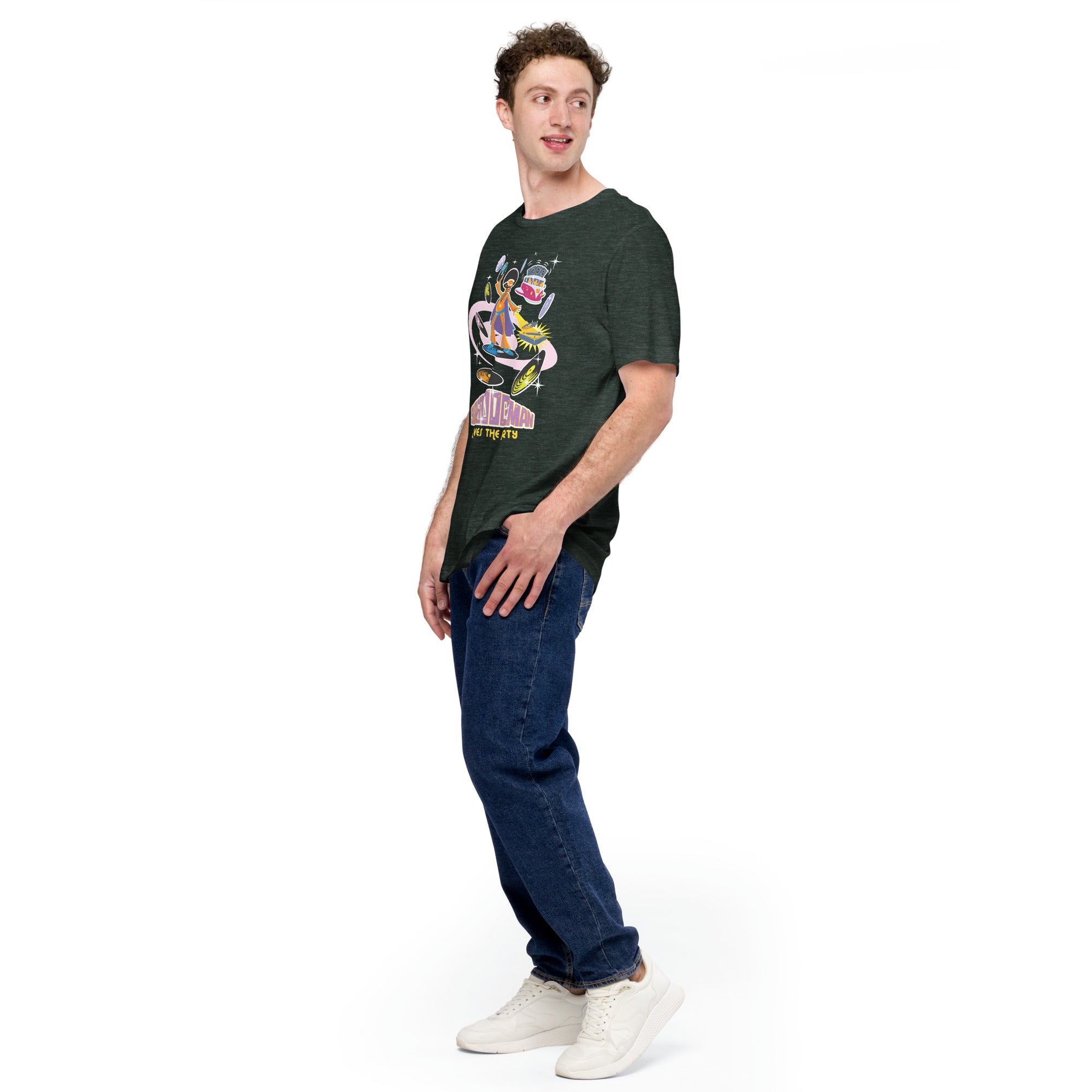 Unisex t-shirt Superboogieman saves the Party on dark heather colors