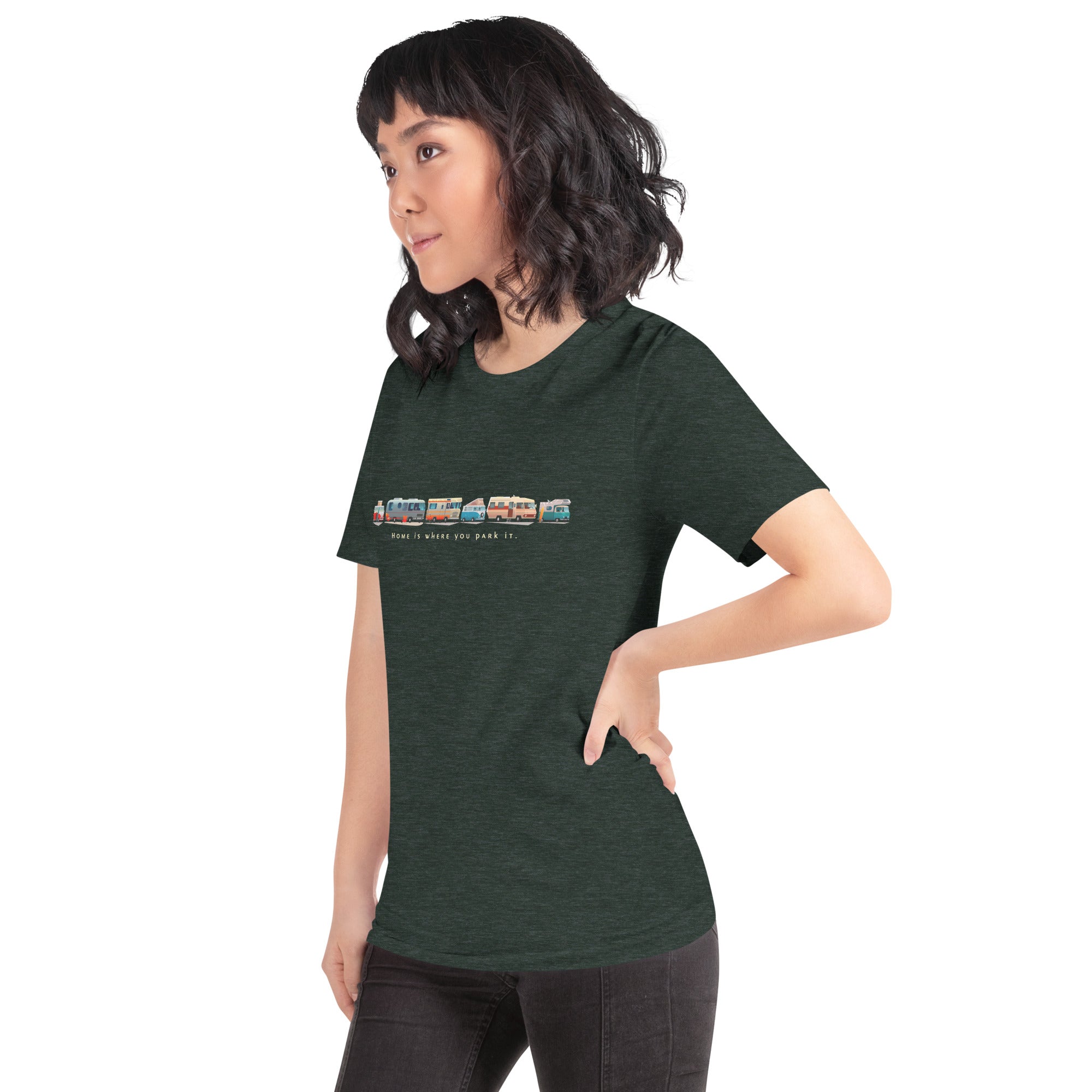 Unisex t-shirt Vintage Campers: Home is where you park it on dark heather colors