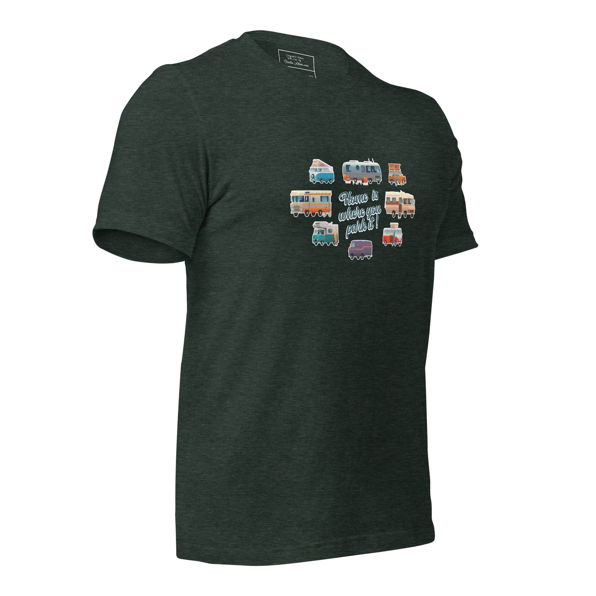 T-shirt en coton unisexe Square Vintage Campers sur couleurs chinées foncées