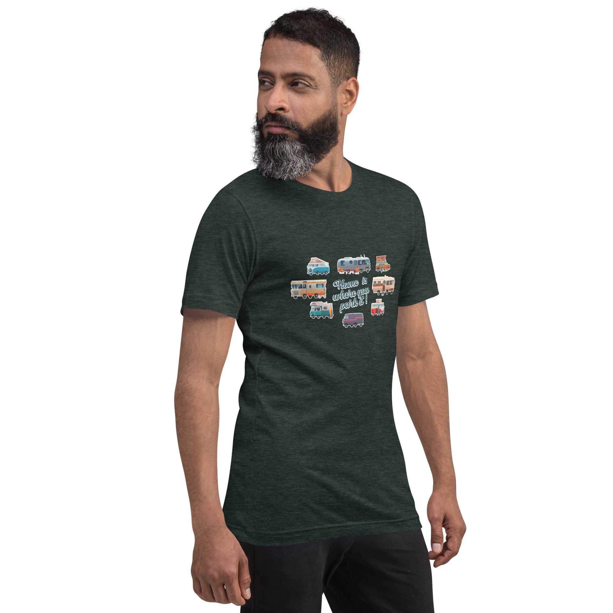 T-shirt en coton unisexe Square Vintage Campers sur couleurs chinées foncées