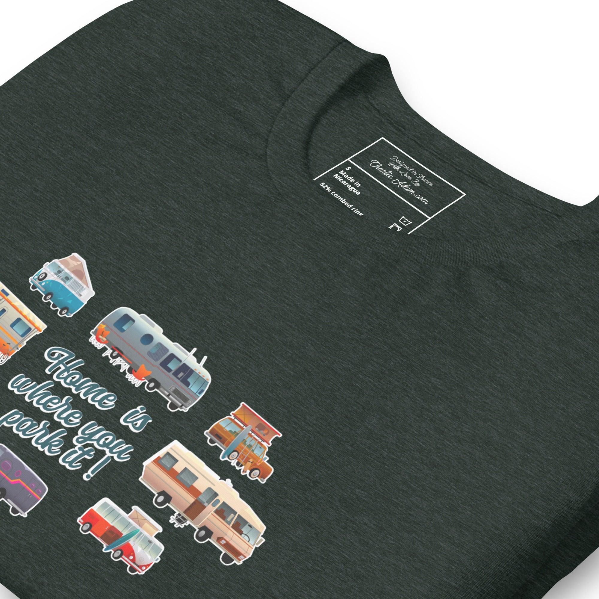 T-shirt en coton unisexe Square Vintage Campers sur couleurs chinées foncées