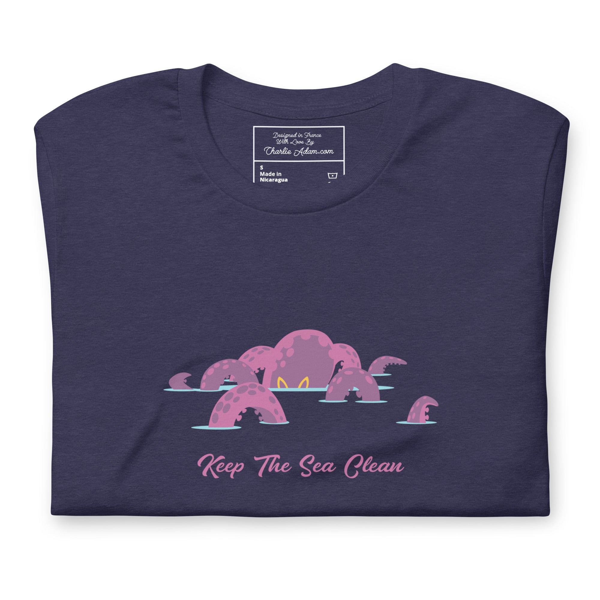 T-shirt en coton unisexe Octopus Purple sur couleurs chinées foncées