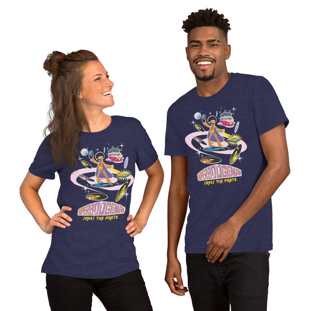 Unisex t-shirt Superboogieman saves the Party on dark heather colors