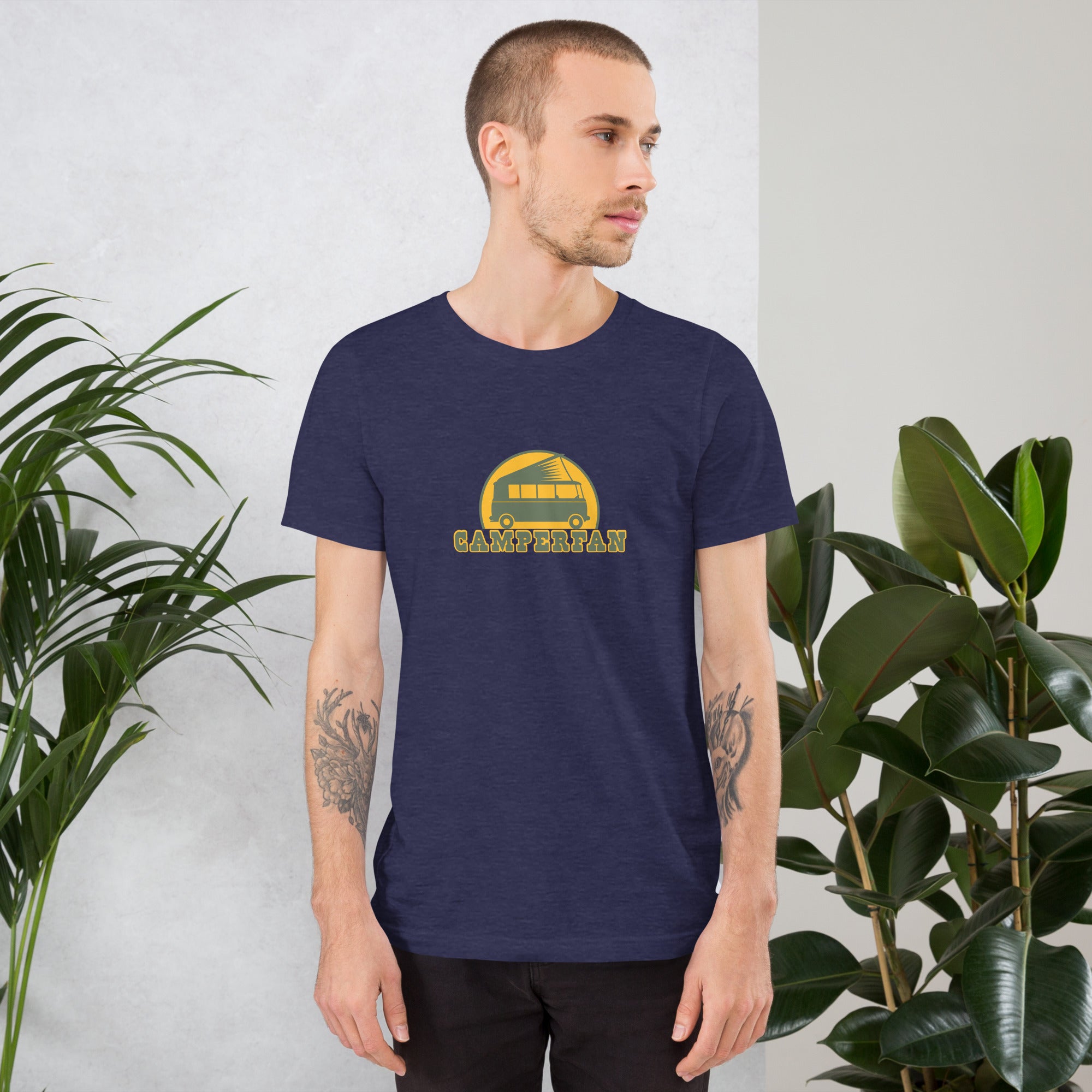 Unisex t-shirt Camperfan on dark heather colors