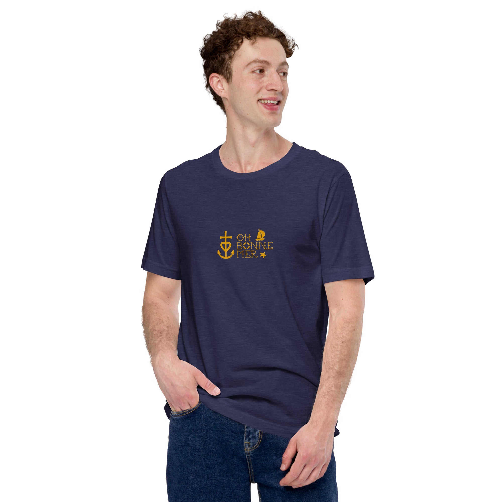 T-shirt en coton unisexe Oh Bonne Mer 2 sur couleurs chinées foncées