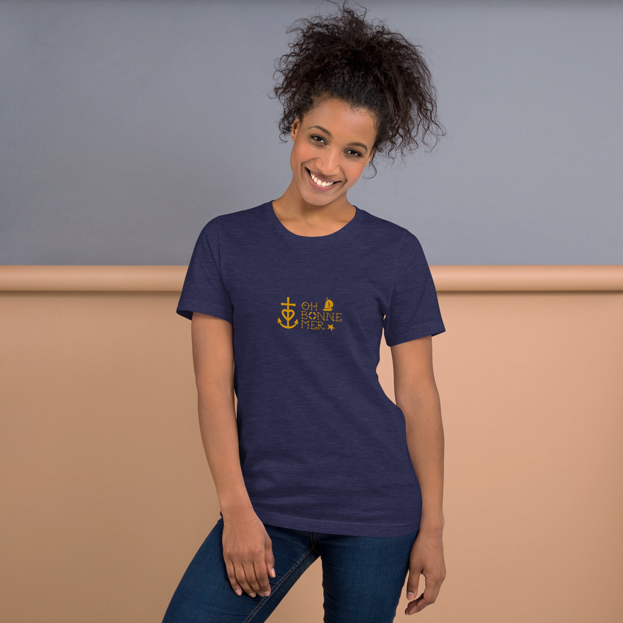 T-shirt en coton unisexe Oh Bonne Mer 2 sur couleurs chinées foncées