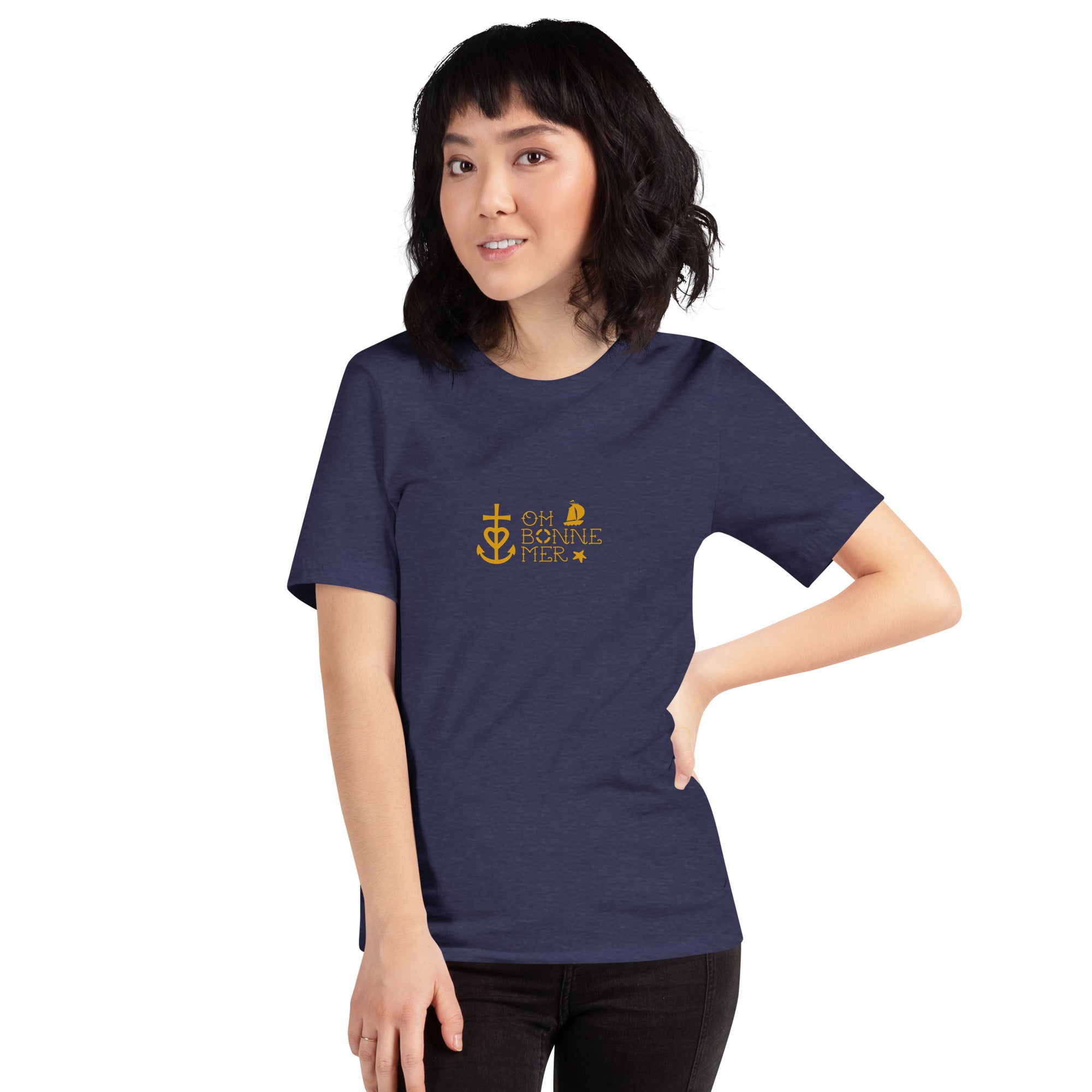 T-shirt en coton unisexe Oh Bonne Mer 2 sur couleurs chinées foncées