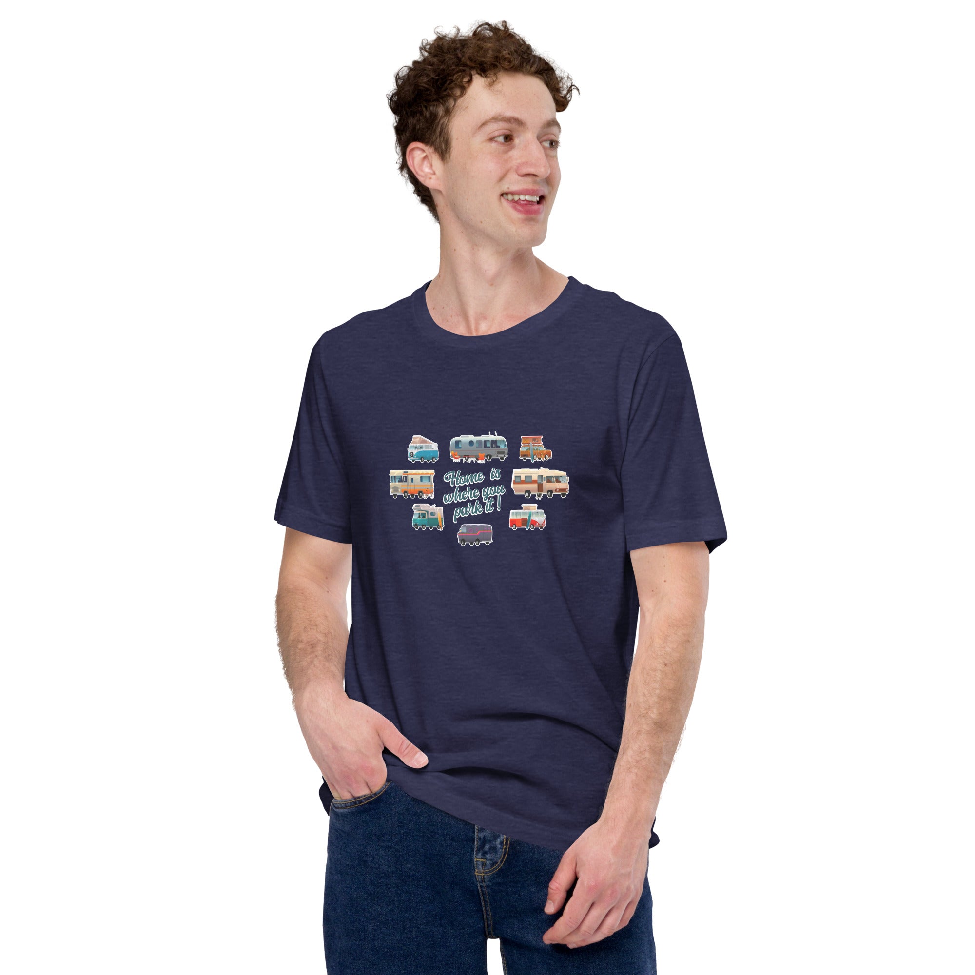 Unisex t-shirt Square Vintage Campers on dark heather colors