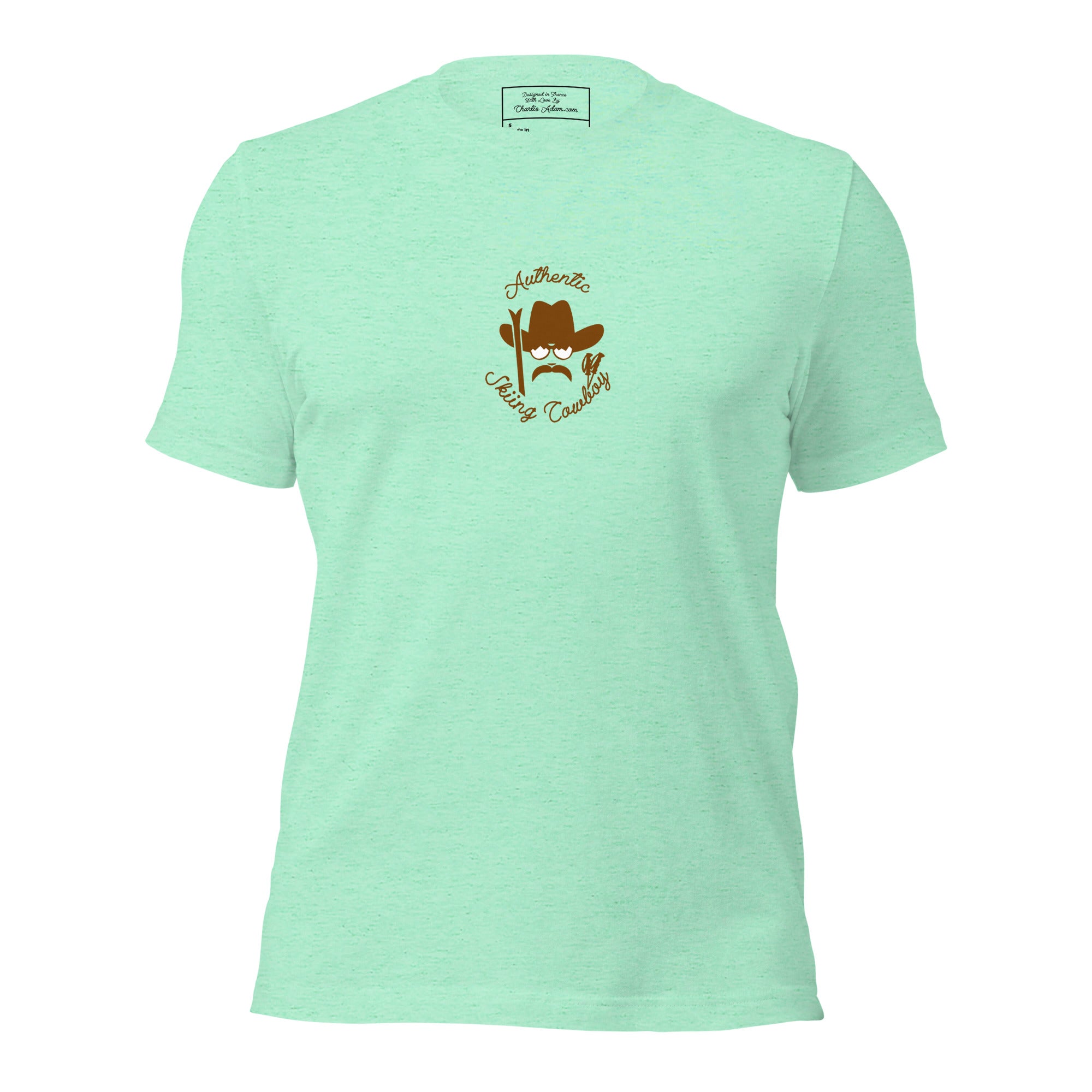 T-shirt en coton unisexe Authentic Skiing Cowboy Brun sur couleurs chinées vives