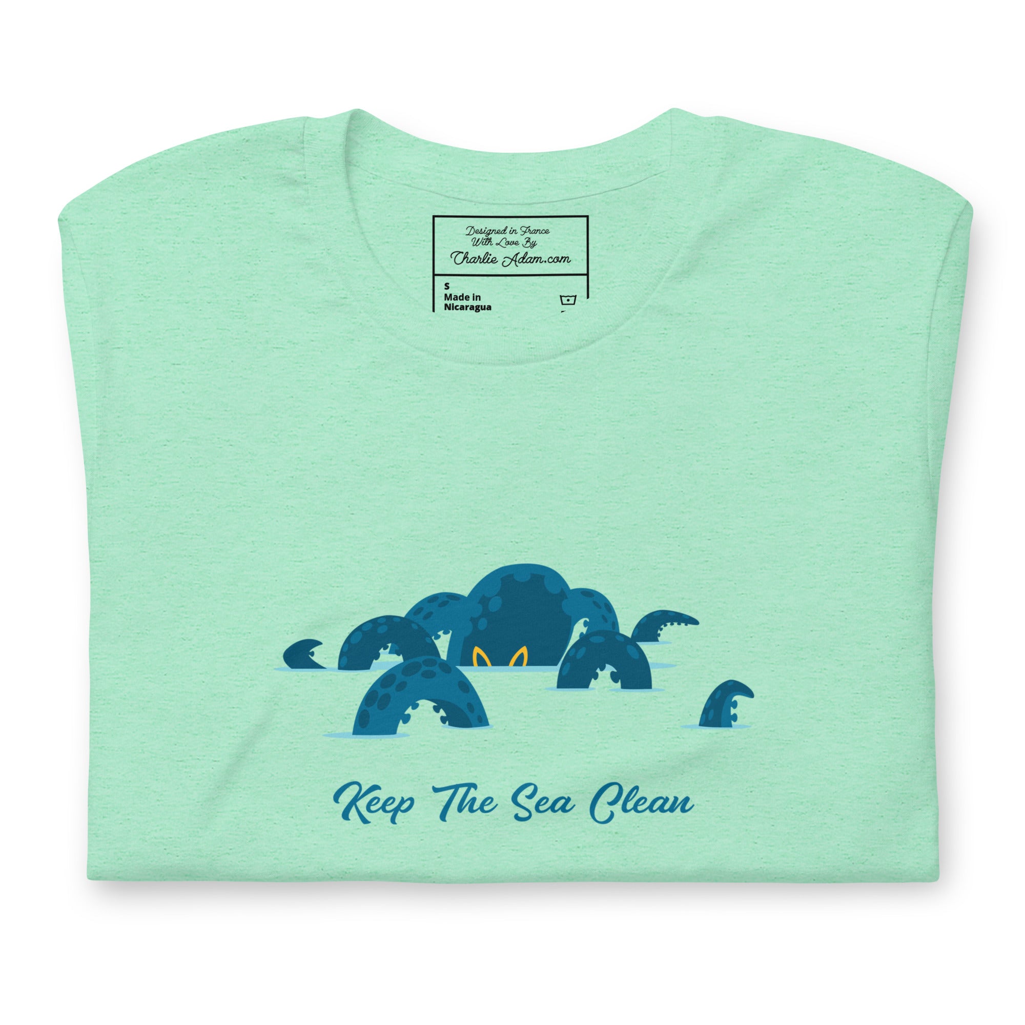 T-shirt en coton unisexe Octopus Blue sur couleurs chinées claires