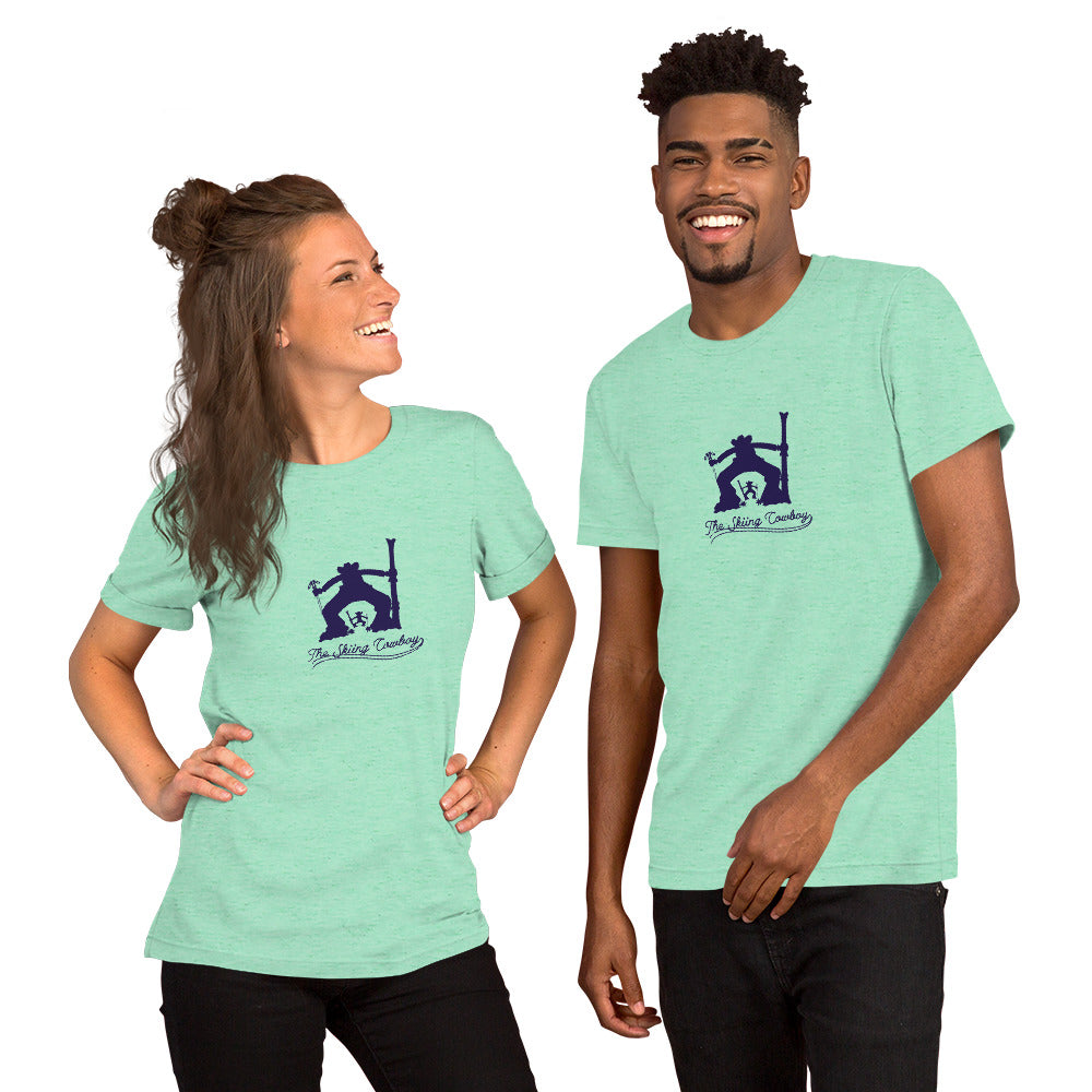 Unisex t-shirt Ski Fight at OK Corral Silhouette on light heather colors