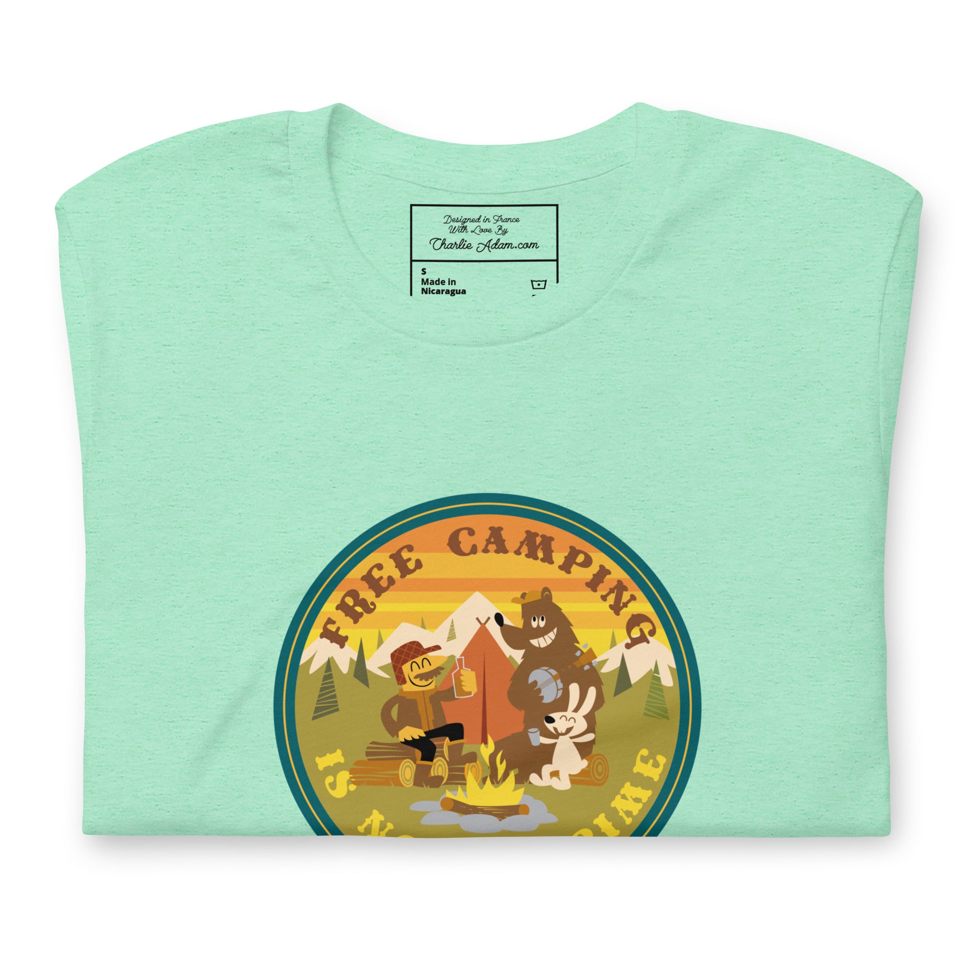 Unisex cotton t-shirt Free Camping is not a crime on light heather colors