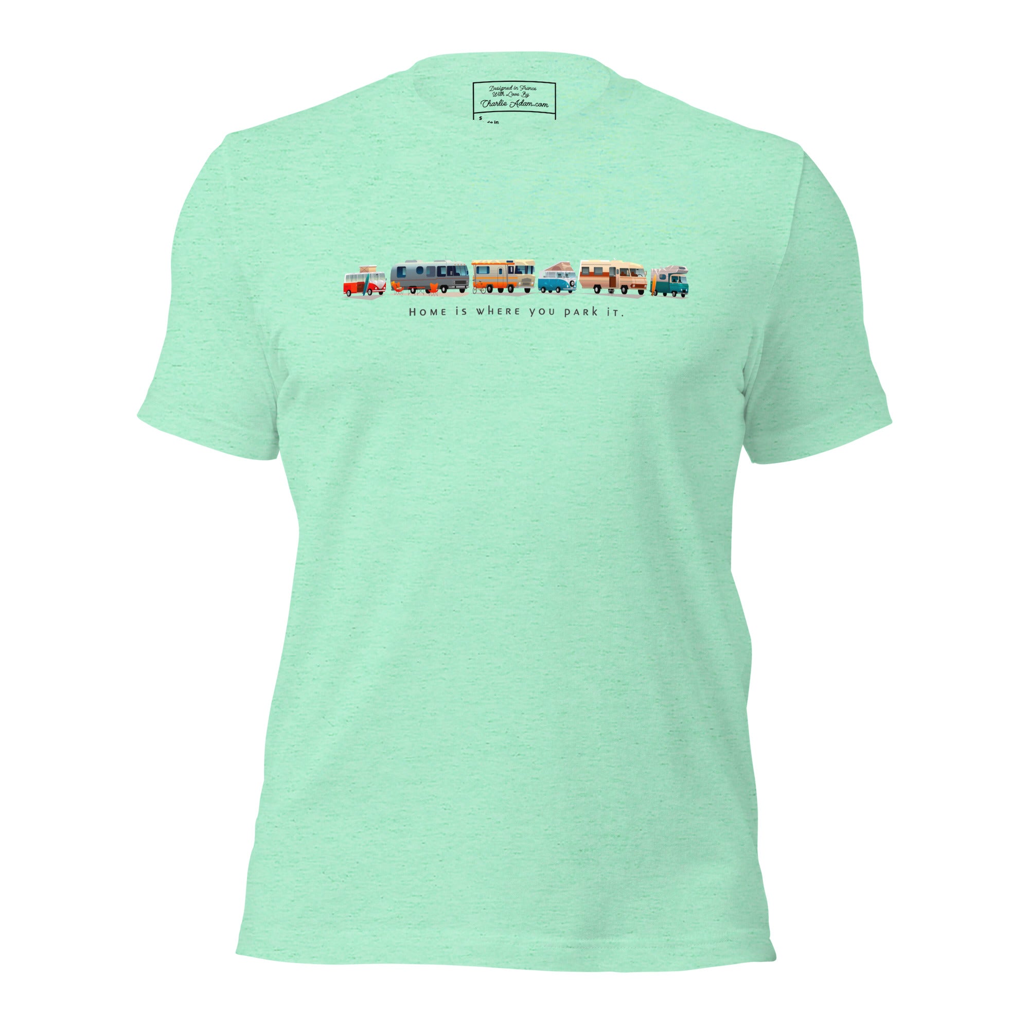 Unisex cotton t-shirt Vintage Campers on light heather colors