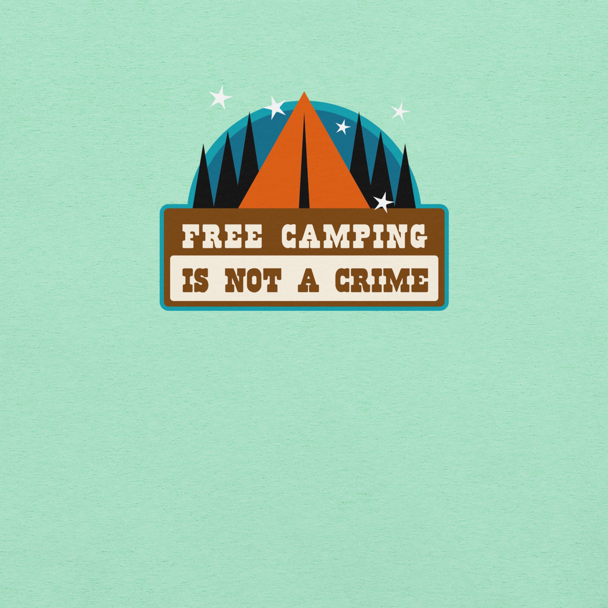 T-shirt en coton unisexe Free camping is not a crime sur couleurs chinées claires