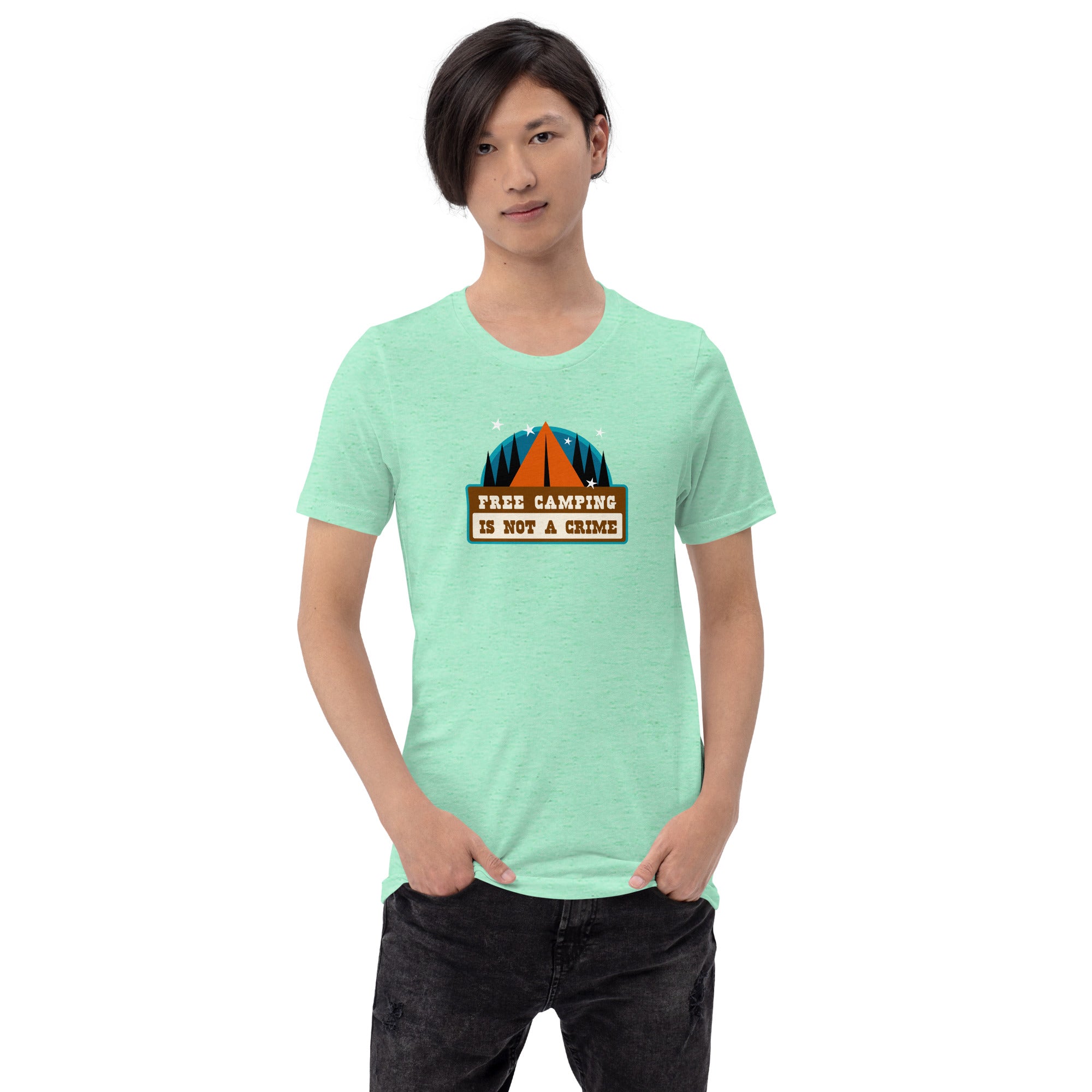 Unisex t-shirt Free camping is not a crime on light heather colors