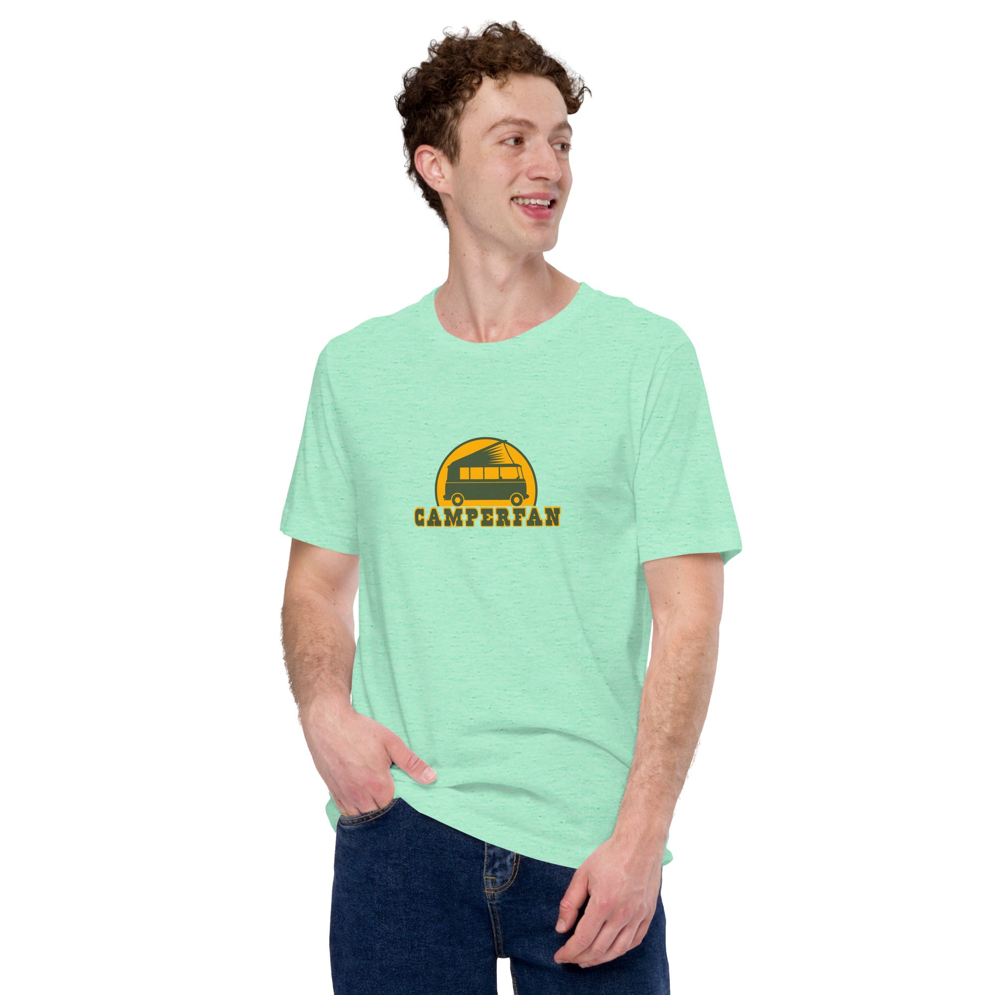 Unisex t-shirt Camperfan on light heather colors