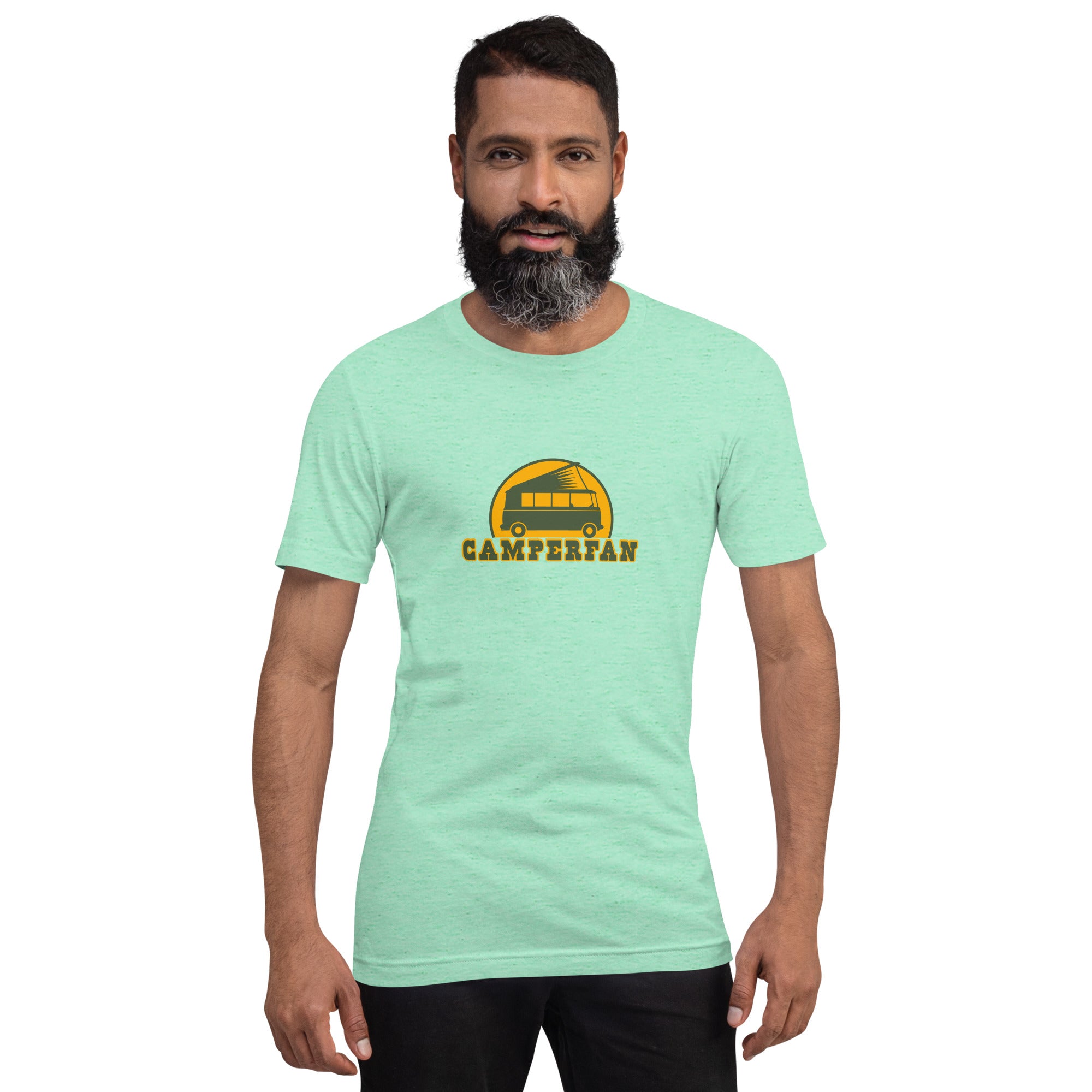 Unisex t-shirt Camperfan on light heather colors