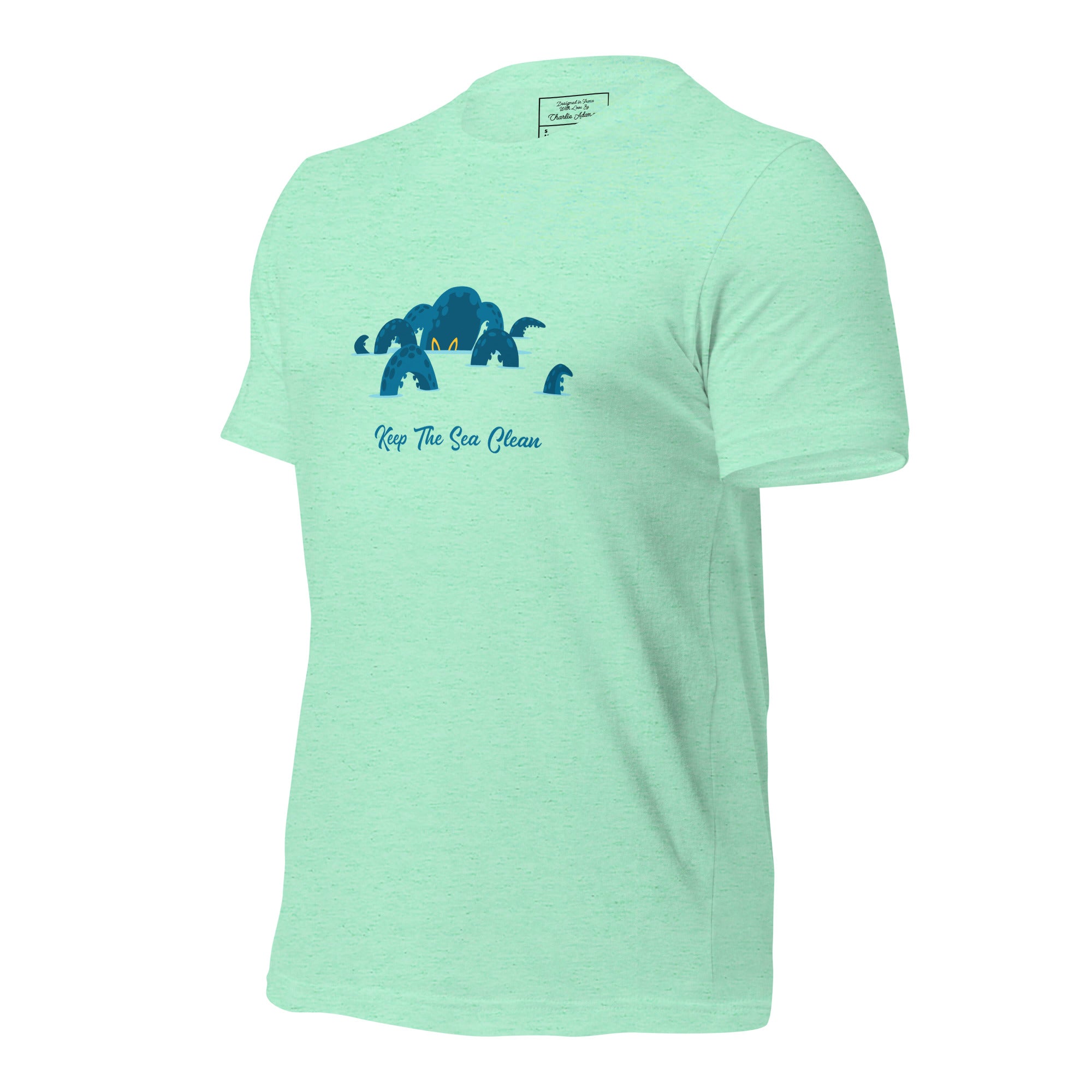 T-shirt en coton unisexe Octopus Blue sur couleurs chinées claires