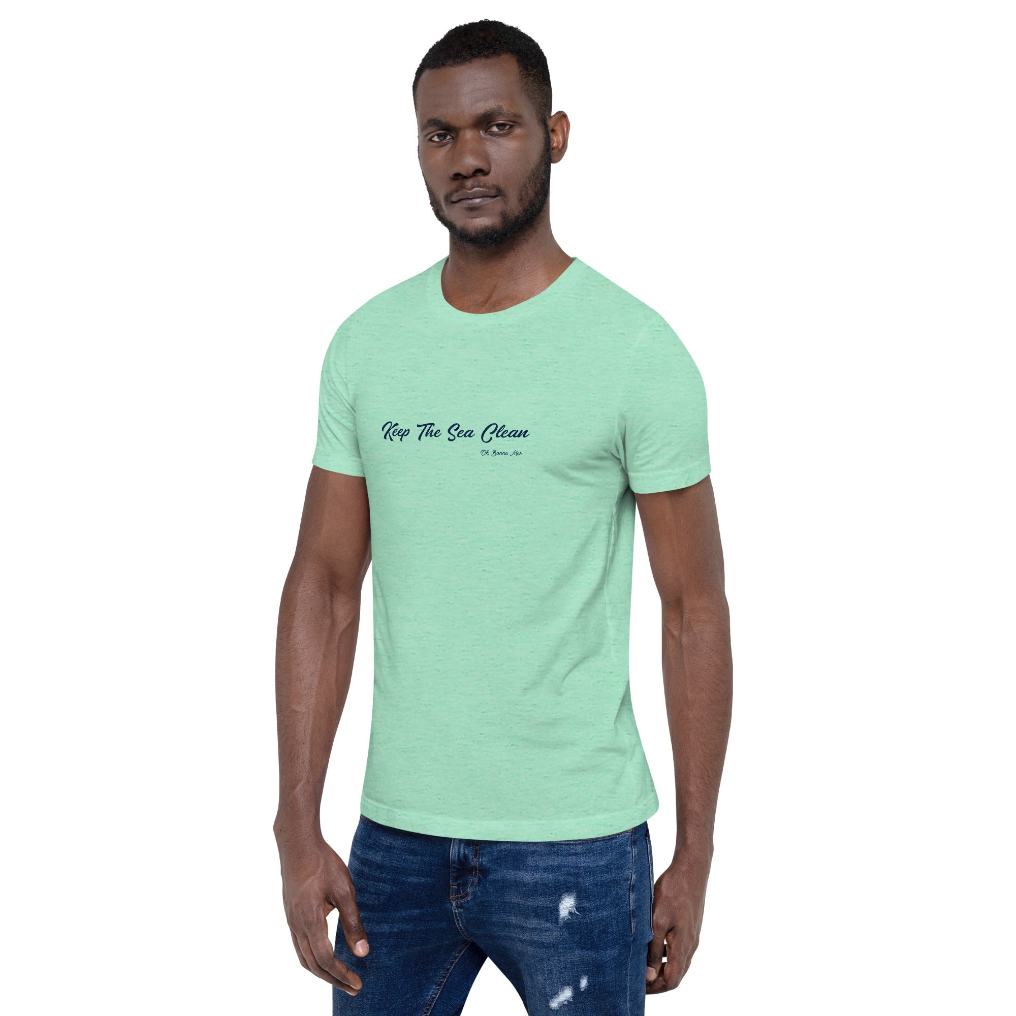 T-shirt en coton unisexe Keep The Sea Clean sur couleurs chinées claires