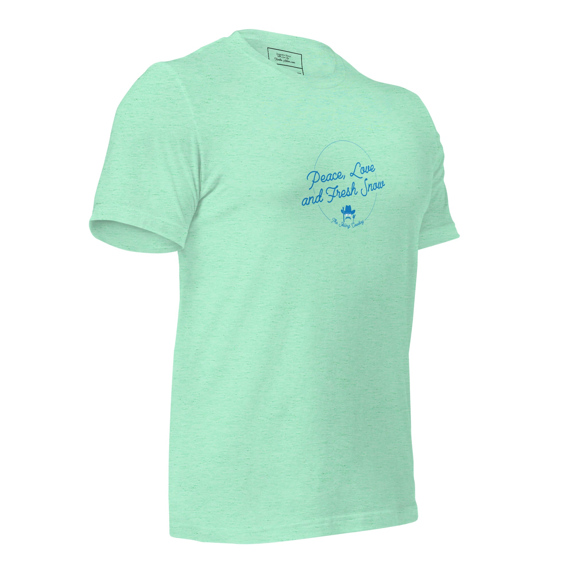 Unisex t-shirt Peace, Love and Fresh Snow on light heather colors