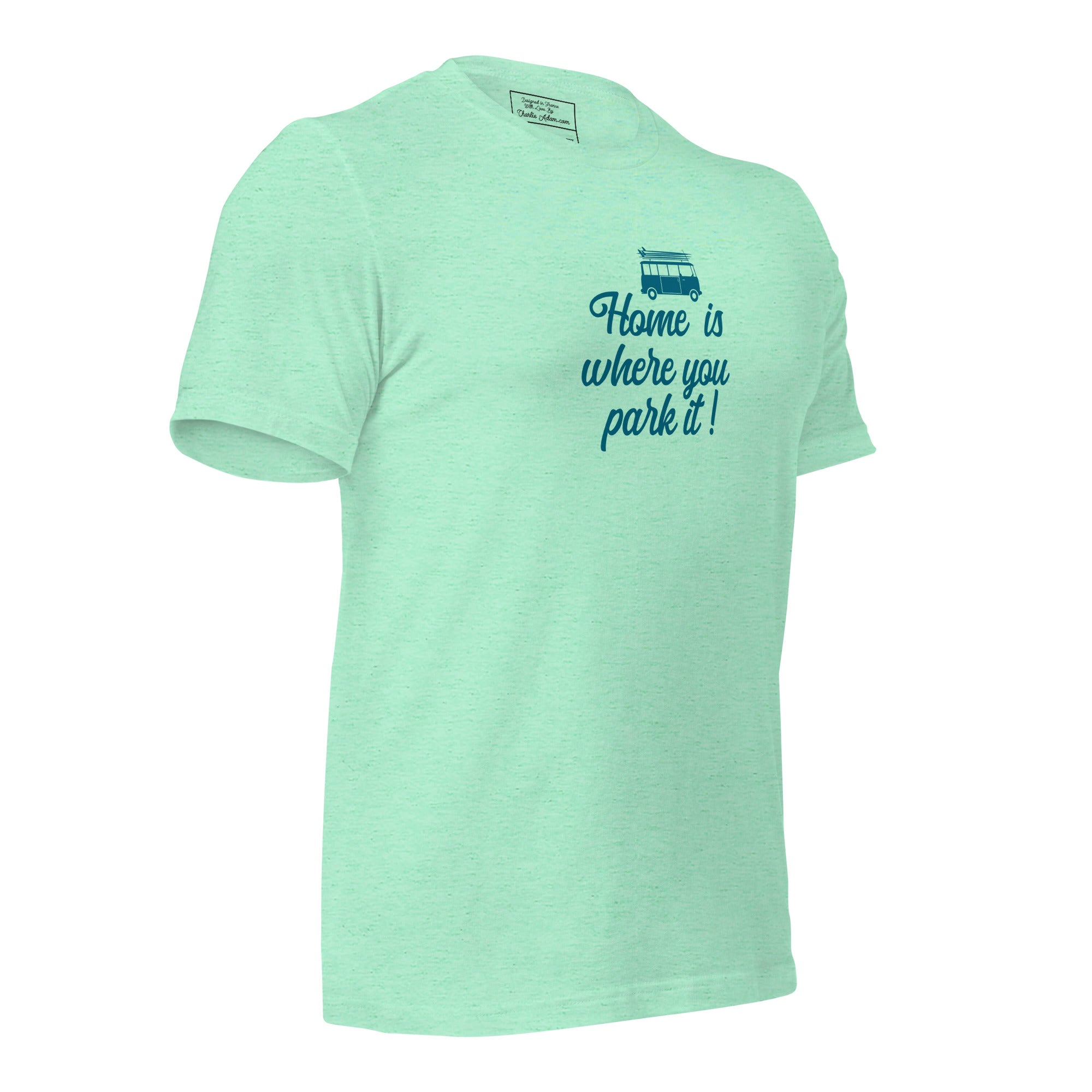 T-shirt en coton unisexe Blue Surf Combi sur couleurs chinées claires