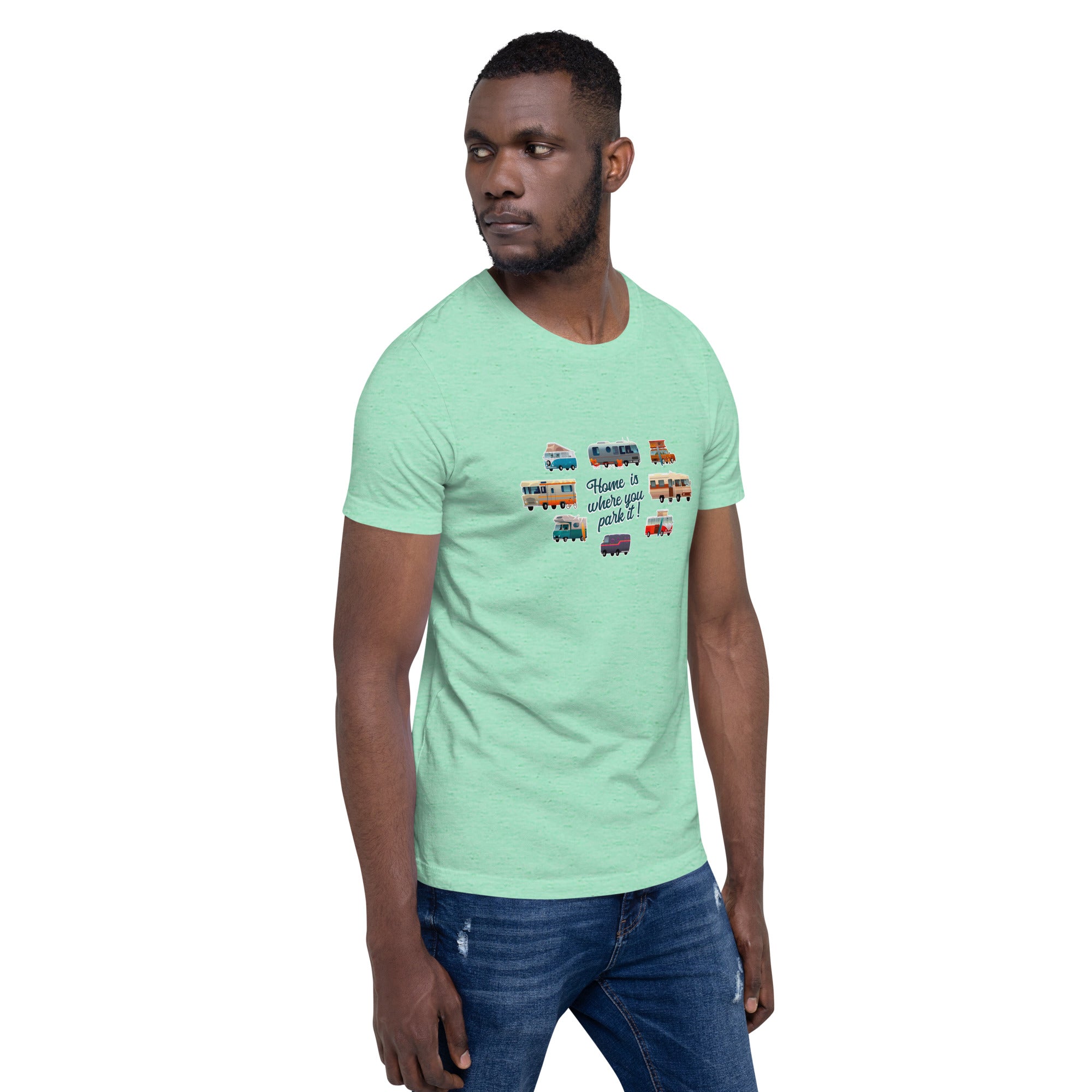 T-shirt en coton unisexe Square Vintage Campers sur couleurs chinées claires