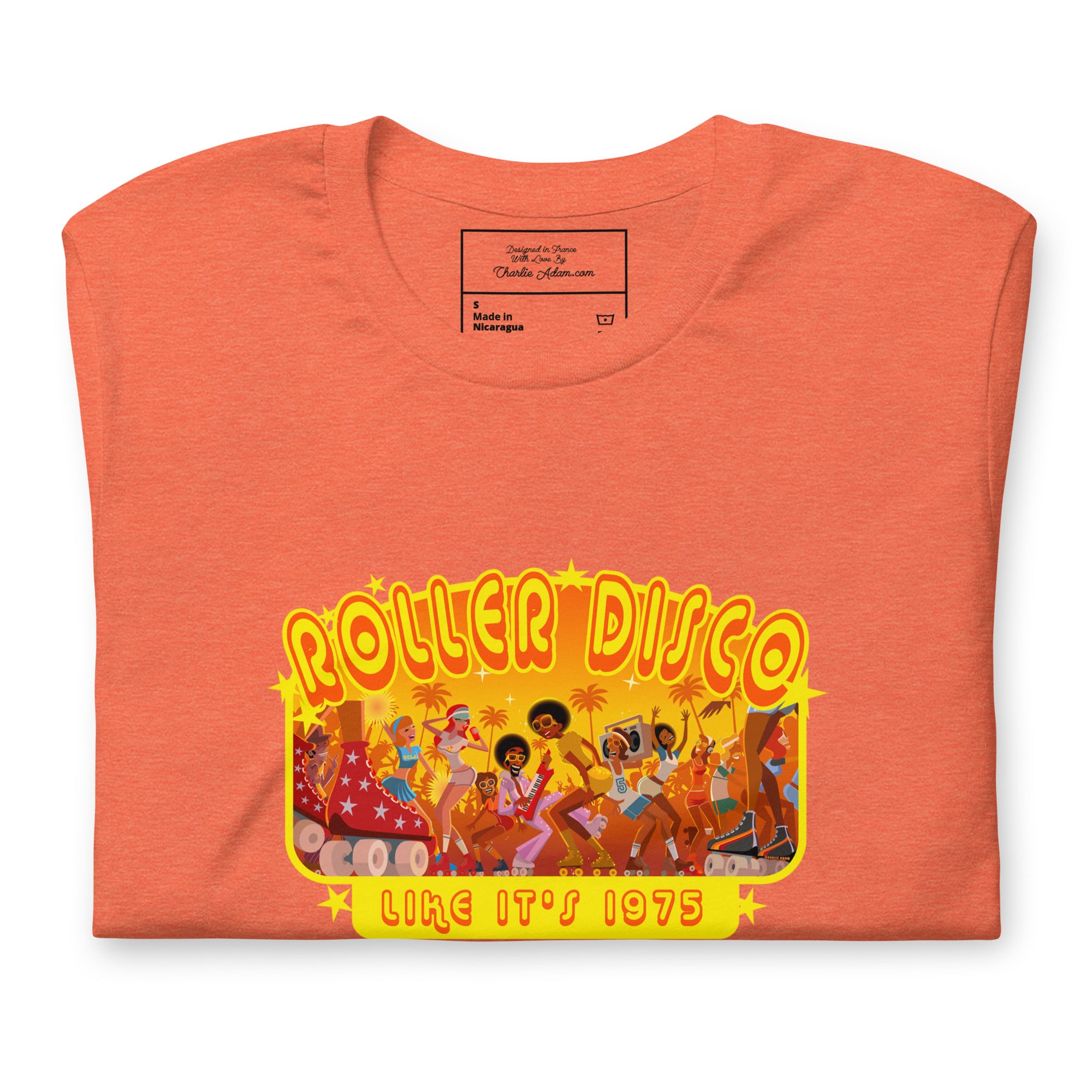 Unisex t-shirt Roller Disco 1975 on bright colors