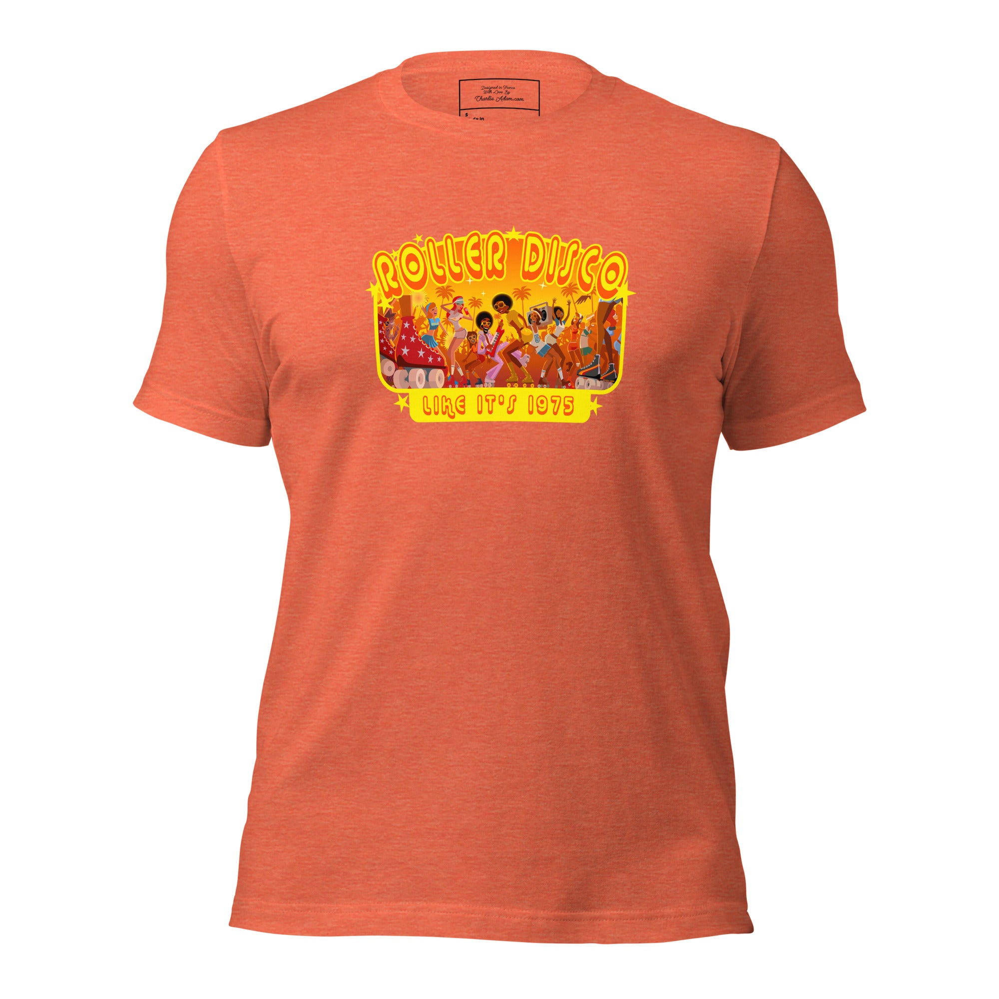 Unisex t-shirt Roller Disco 1975 on bright colors