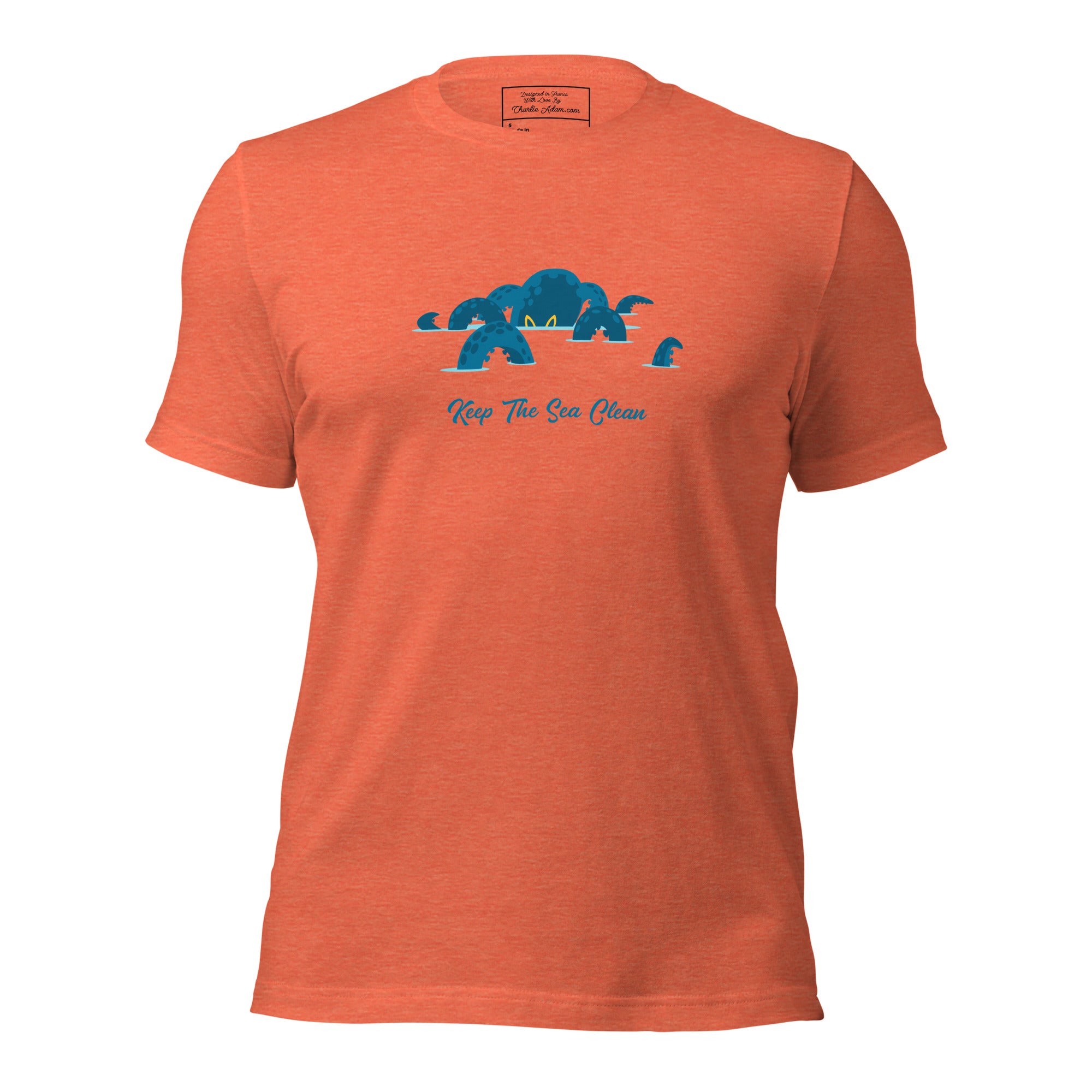 T-shirt en coton unisexe Octopus Blue sur couleurs chinées claires