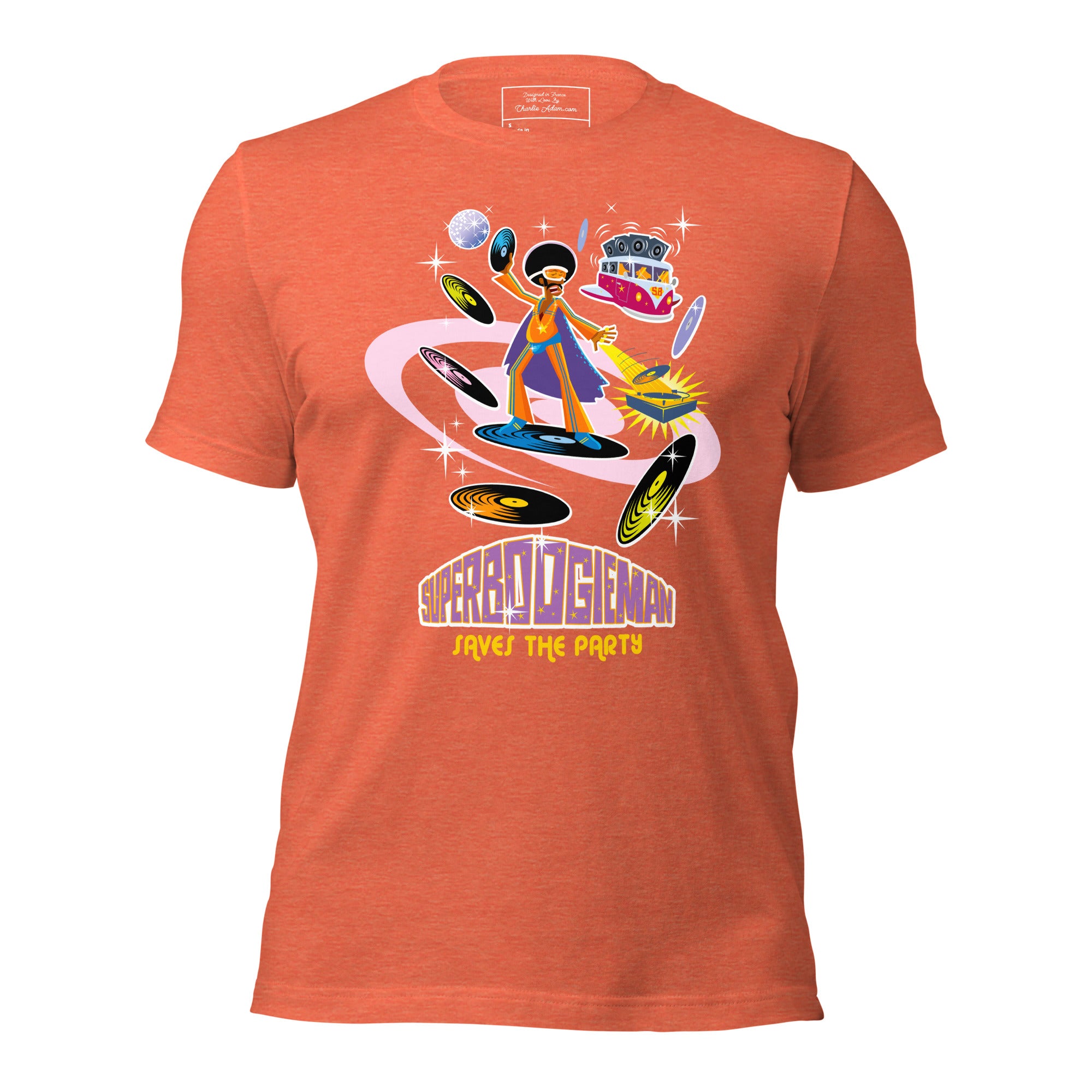 Unisex t-shirt Superboogieman saves the Party on bright heather colors