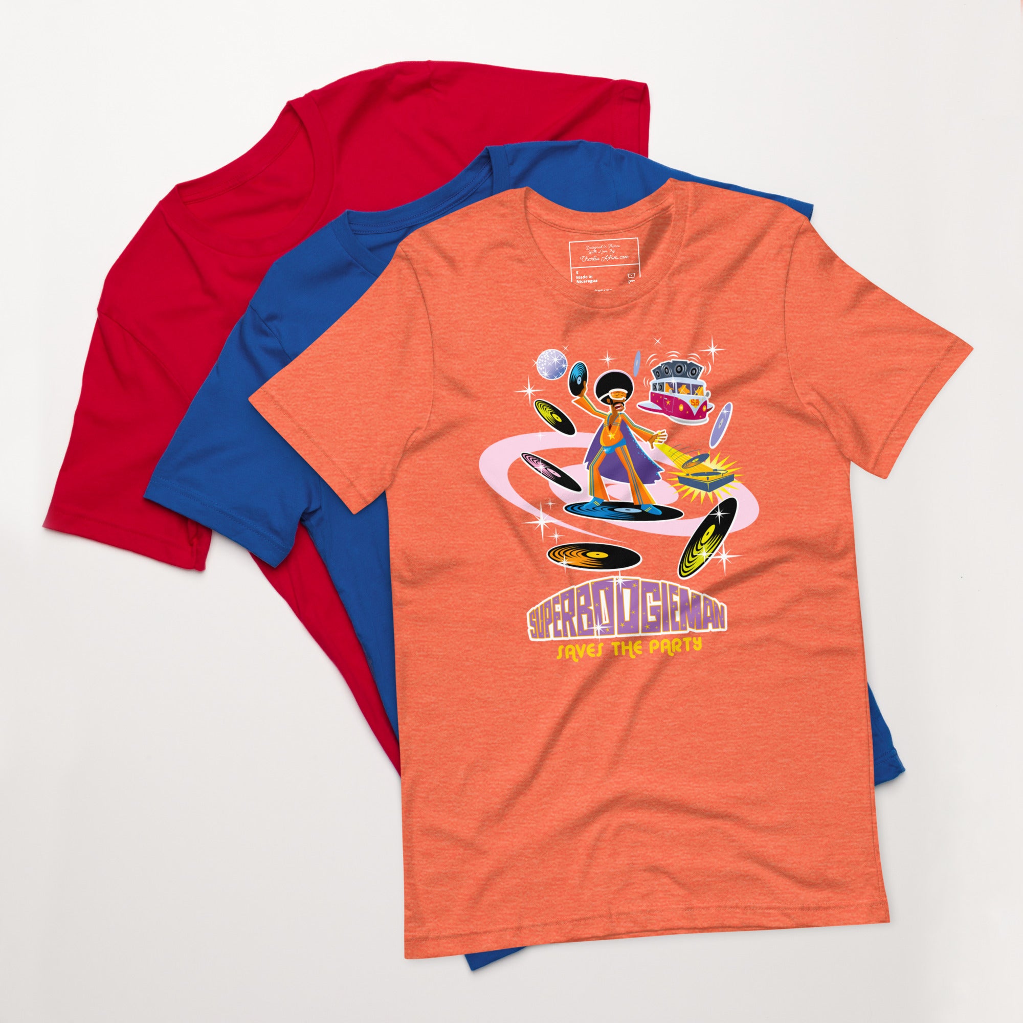 Unisex t-shirt Superboogieman saves the Party on bright heather colors