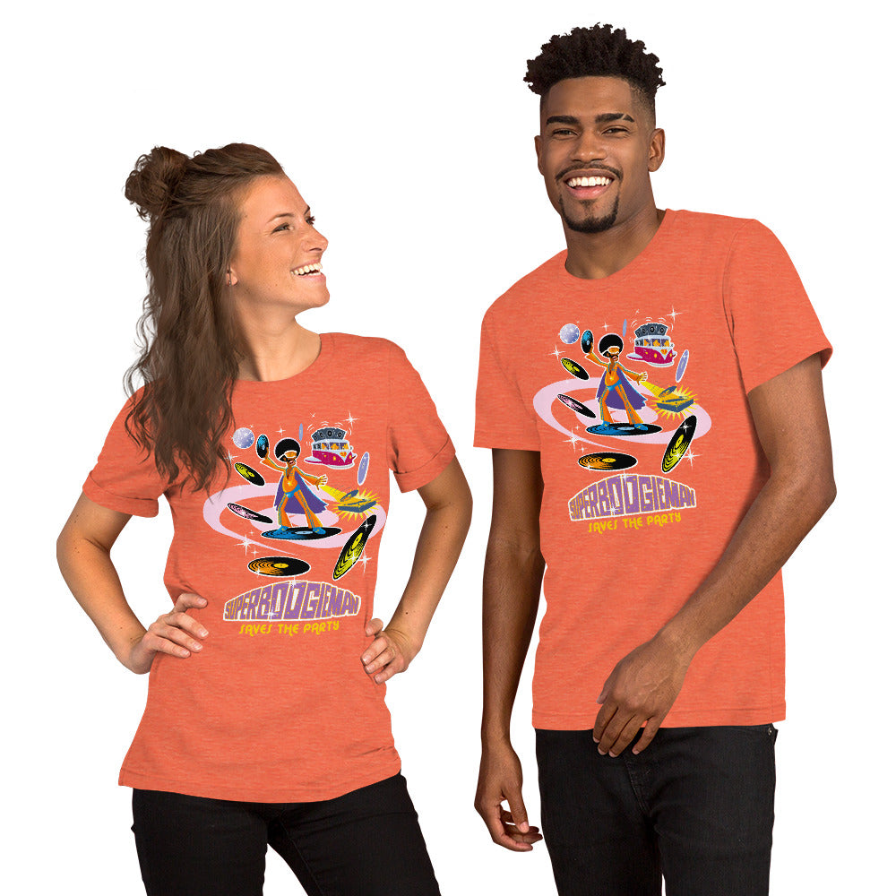 Unisex t-shirt Superboogieman saves the Party on bright heather colors