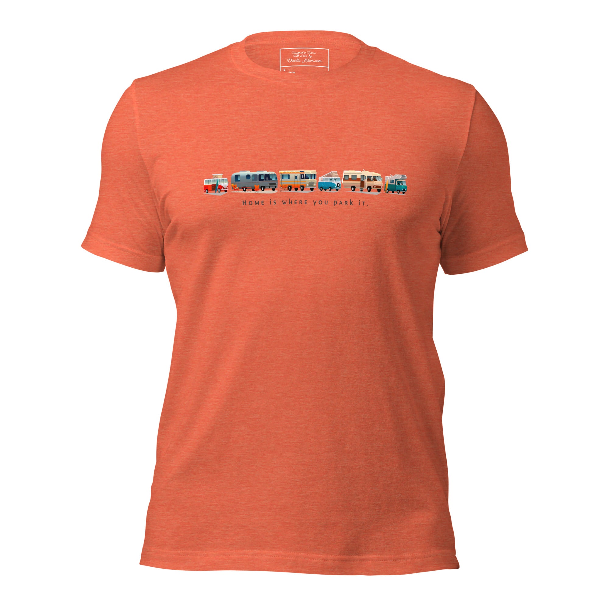 T-shirt en coton unisexe Vintage Campers: Home is where you park it sur couleurs chinées vives