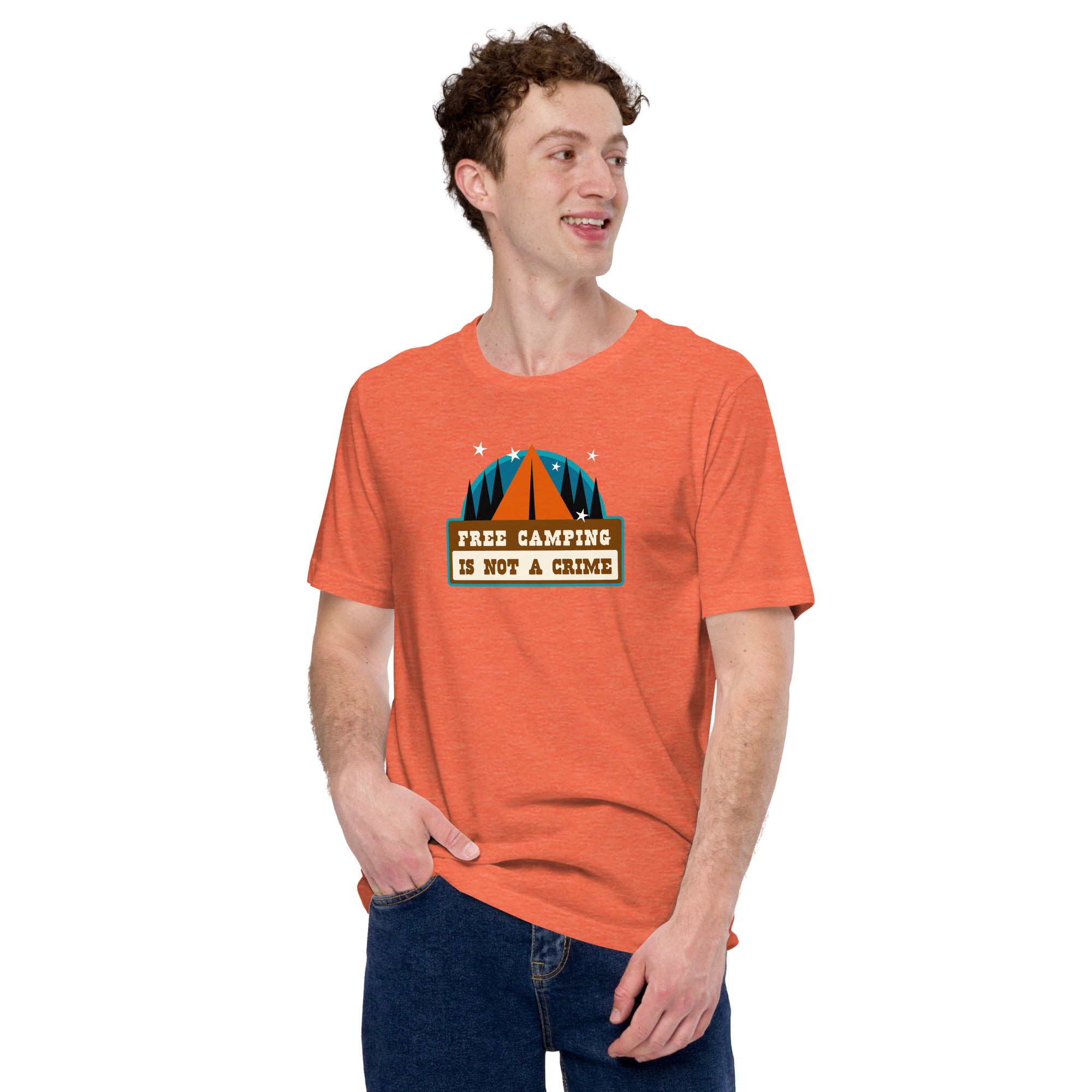 Unisex t-shirt Free camping is not a crime on bright heather colors