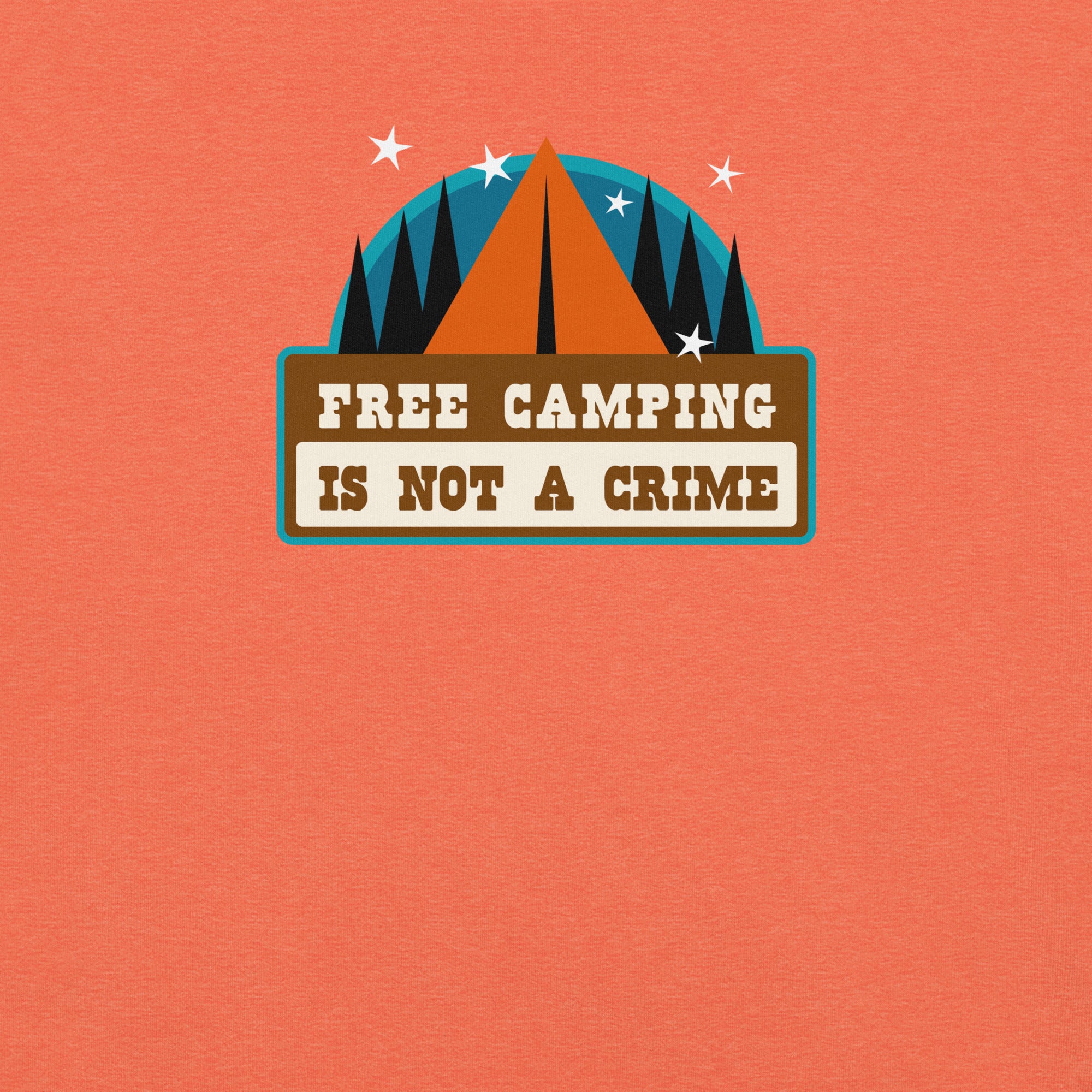 T-shirt en coton unisexe Free camping is not a crime sur couleurs chinées vives