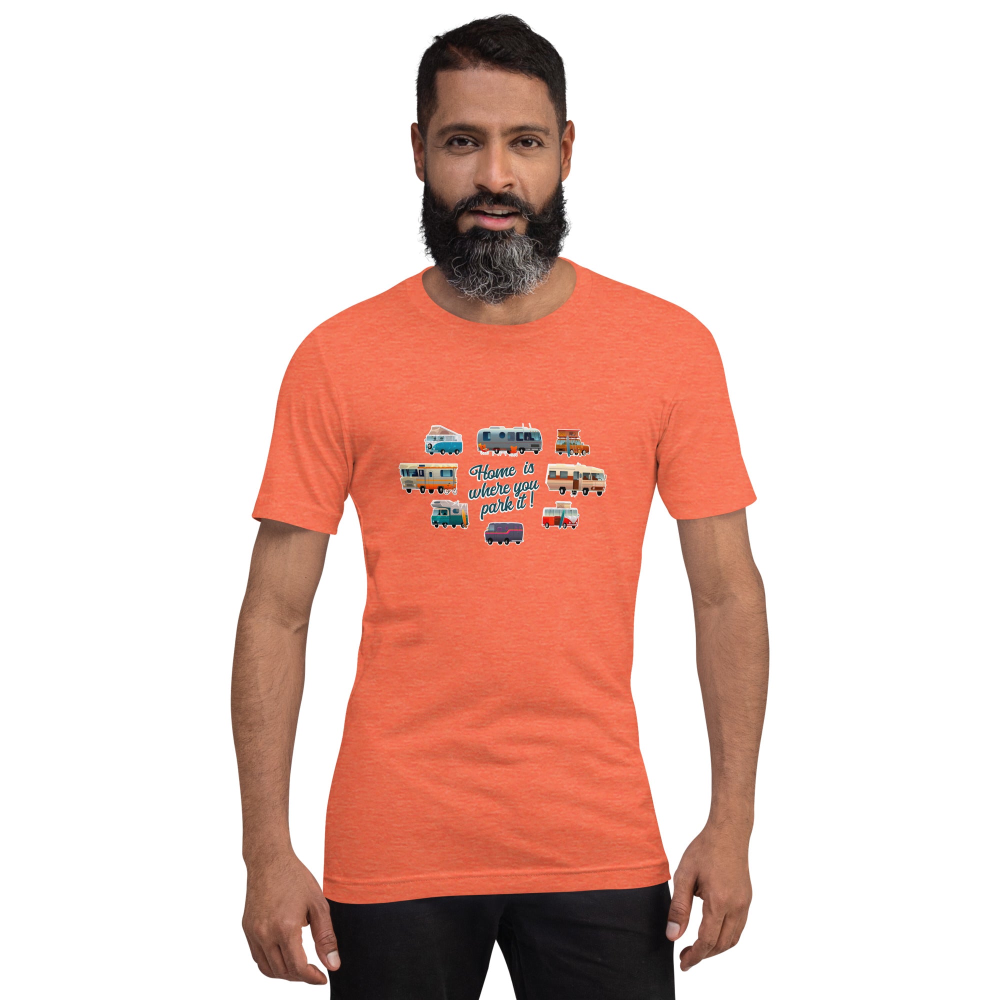 T-shirt en coton unisexe Square Vintage Campers sur couleurs chinées vives