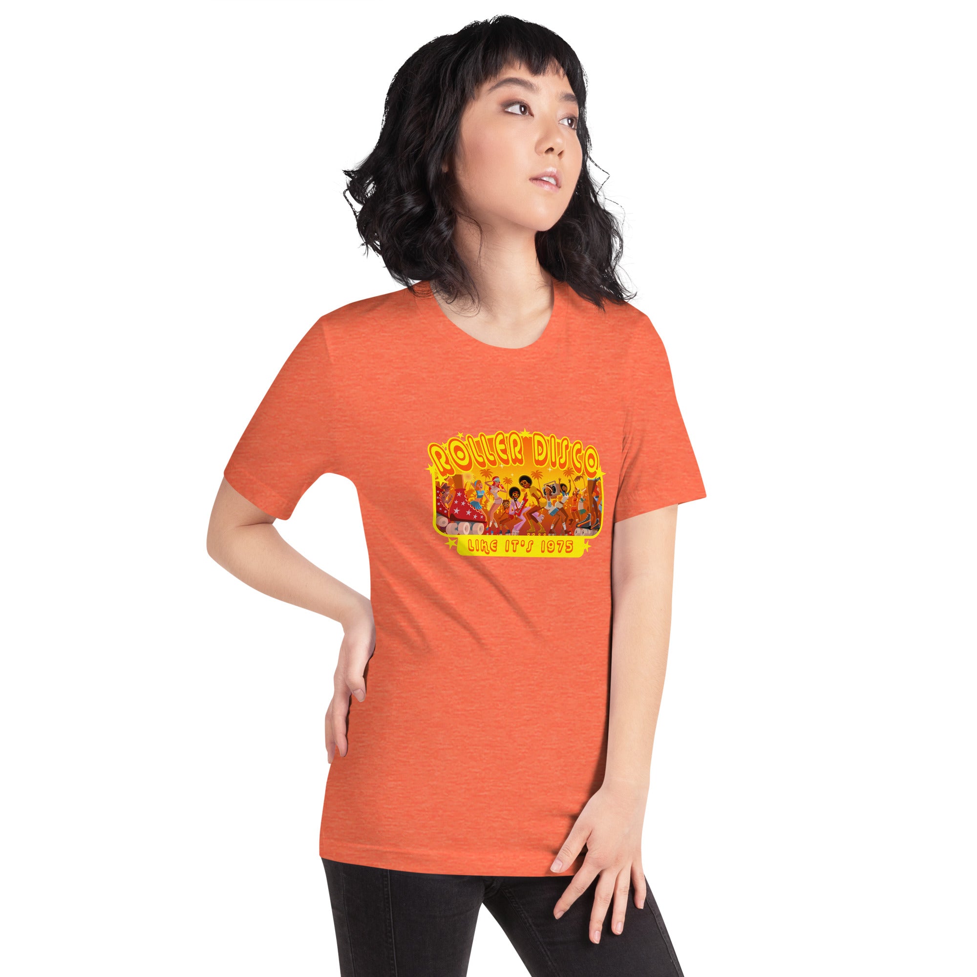 Unisex t-shirt Roller Disco 1975 on bright colors