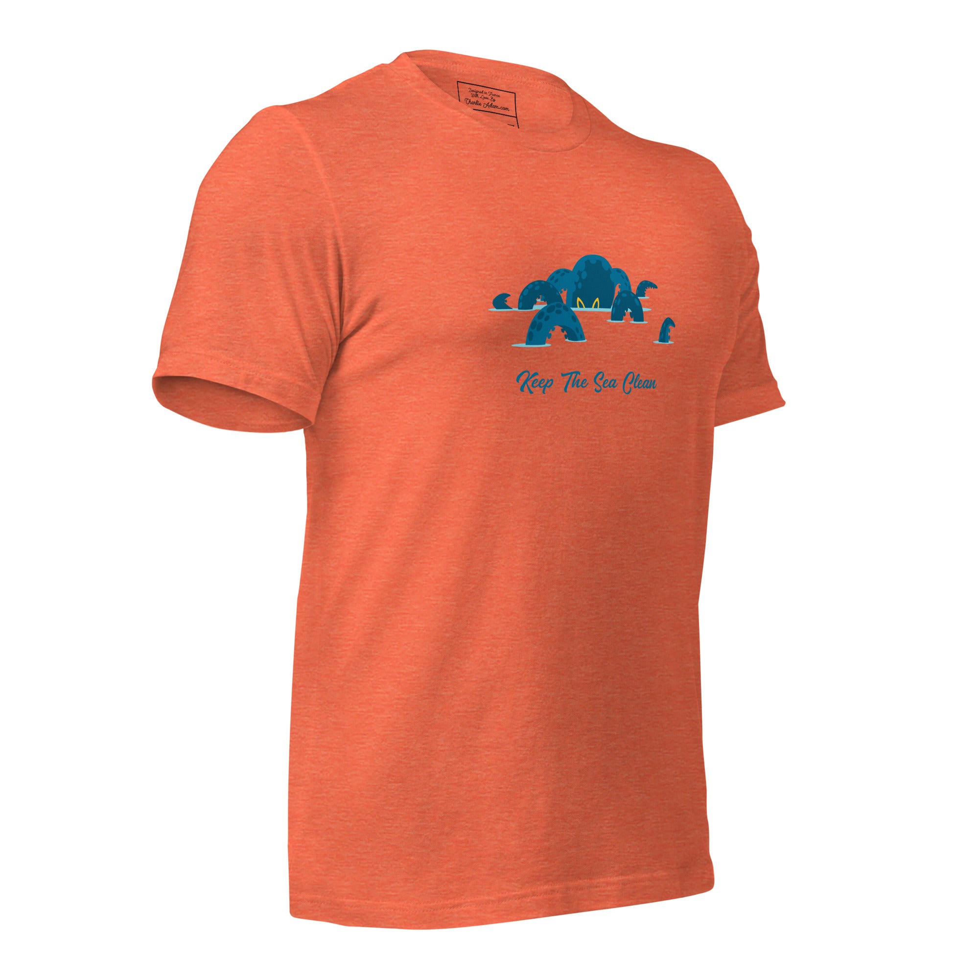 T-shirt en coton unisexe Octopus Blue sur couleurs chinées claires