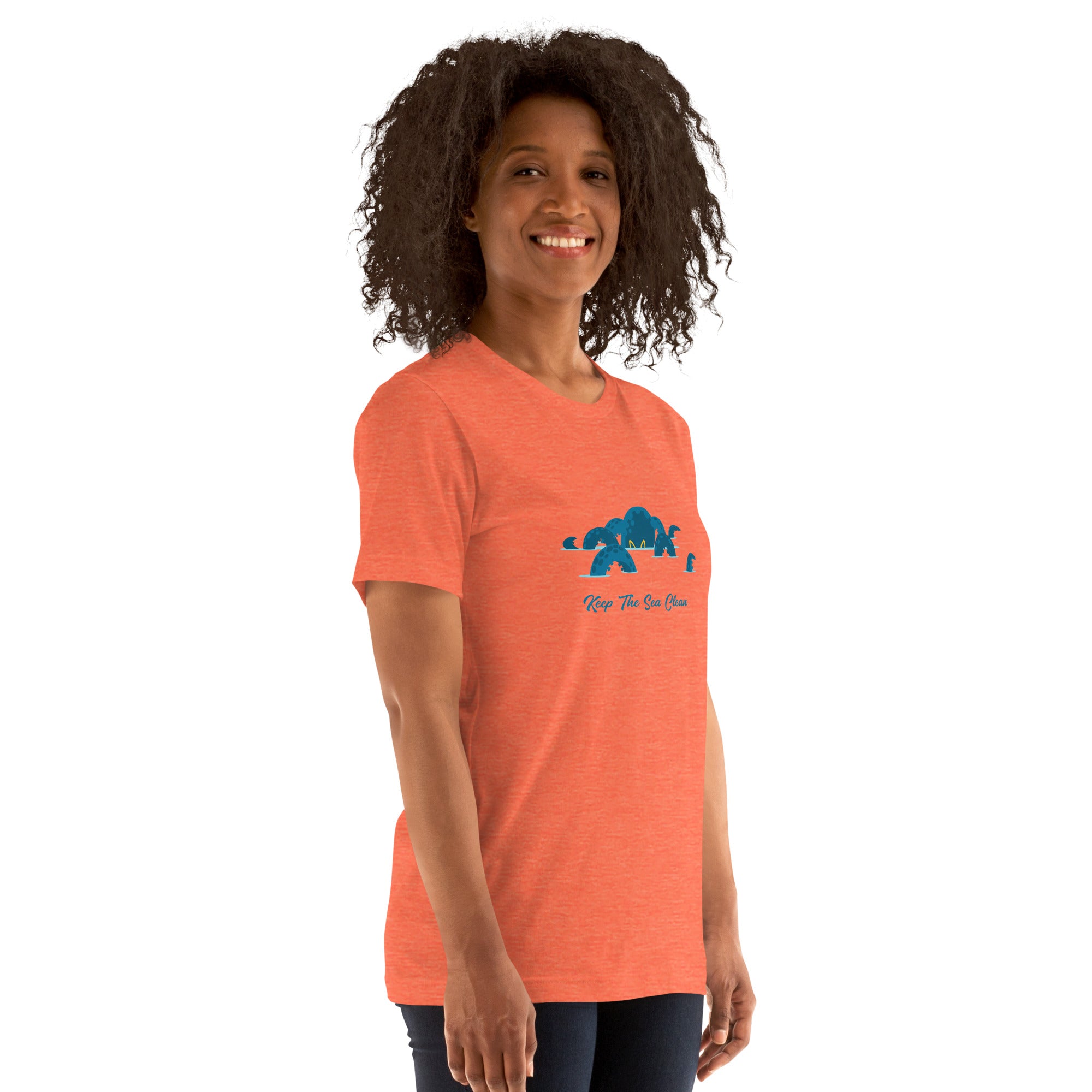 T-shirt en coton unisexe Octopus Blue sur couleurs chinées claires