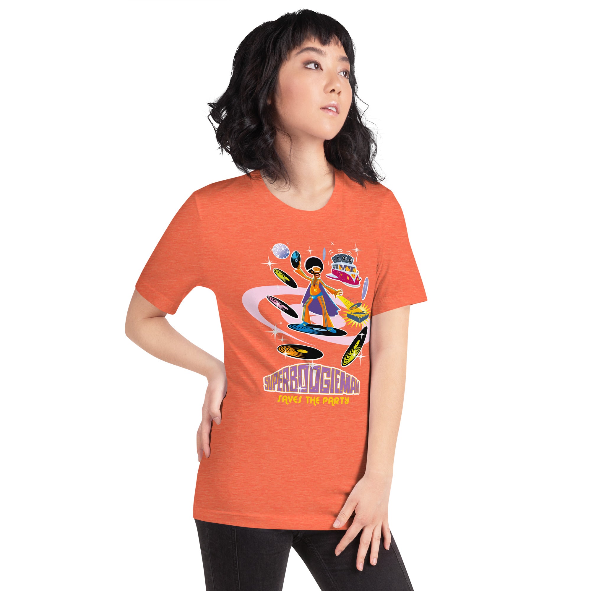 Unisex t-shirt Superboogieman saves the Party on bright heather colors