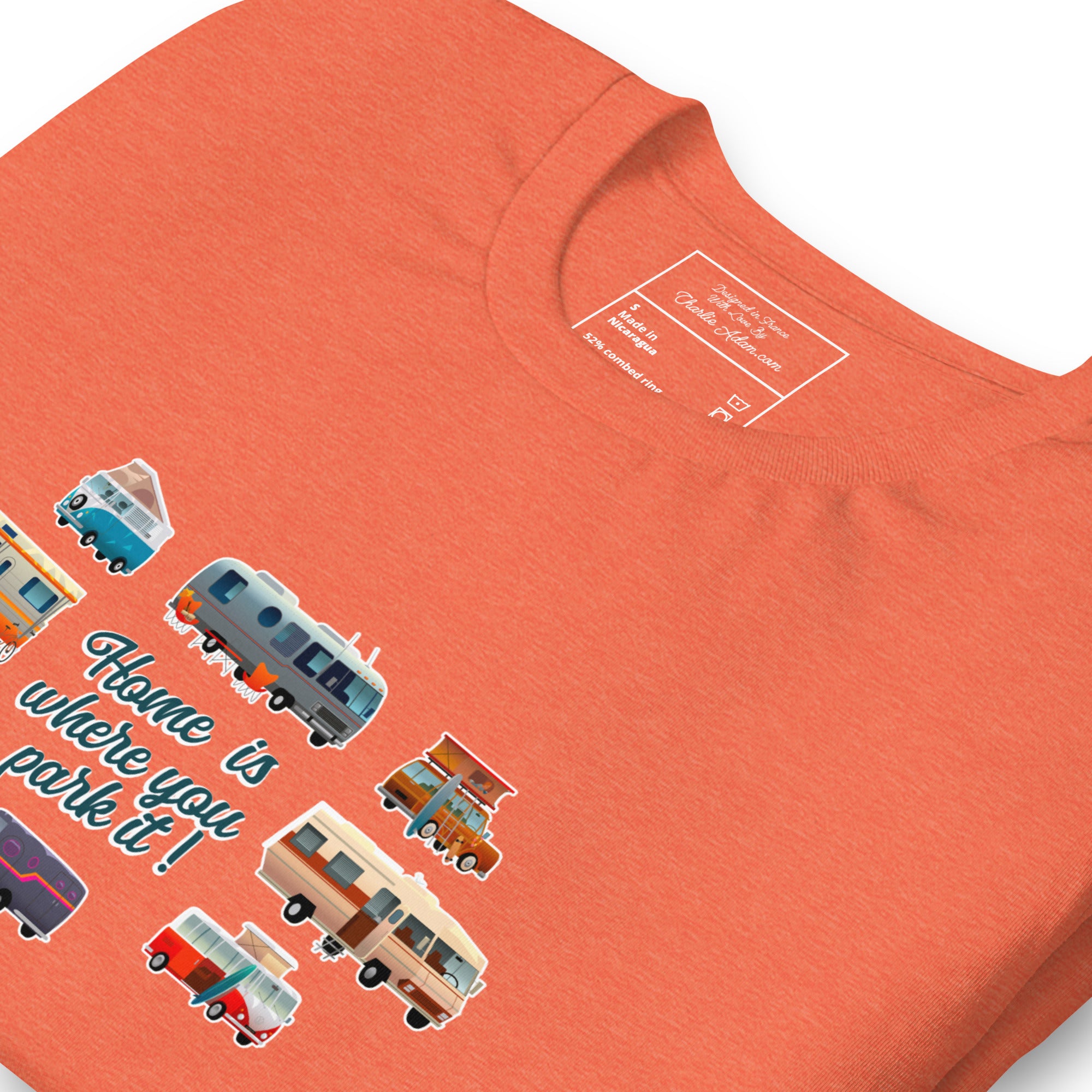 T-shirt en coton unisexe Square Vintage Campers sur couleurs chinées vives